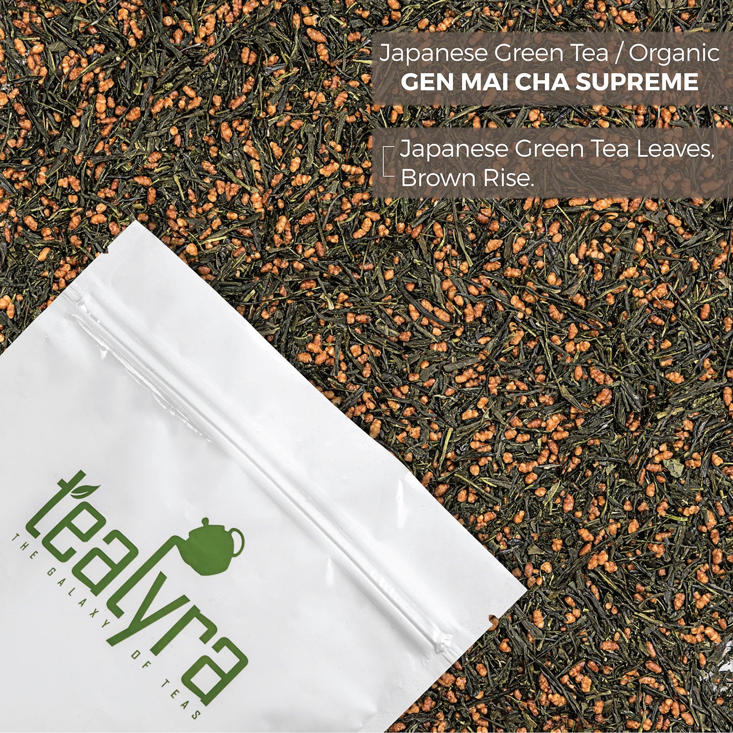 Tealyra Gen Mai Cha Supreme Japanese Loose Leaf Tea - Green Tea with Brown Roasted Rice - 100g (3.5 oz) - Low Caffeine