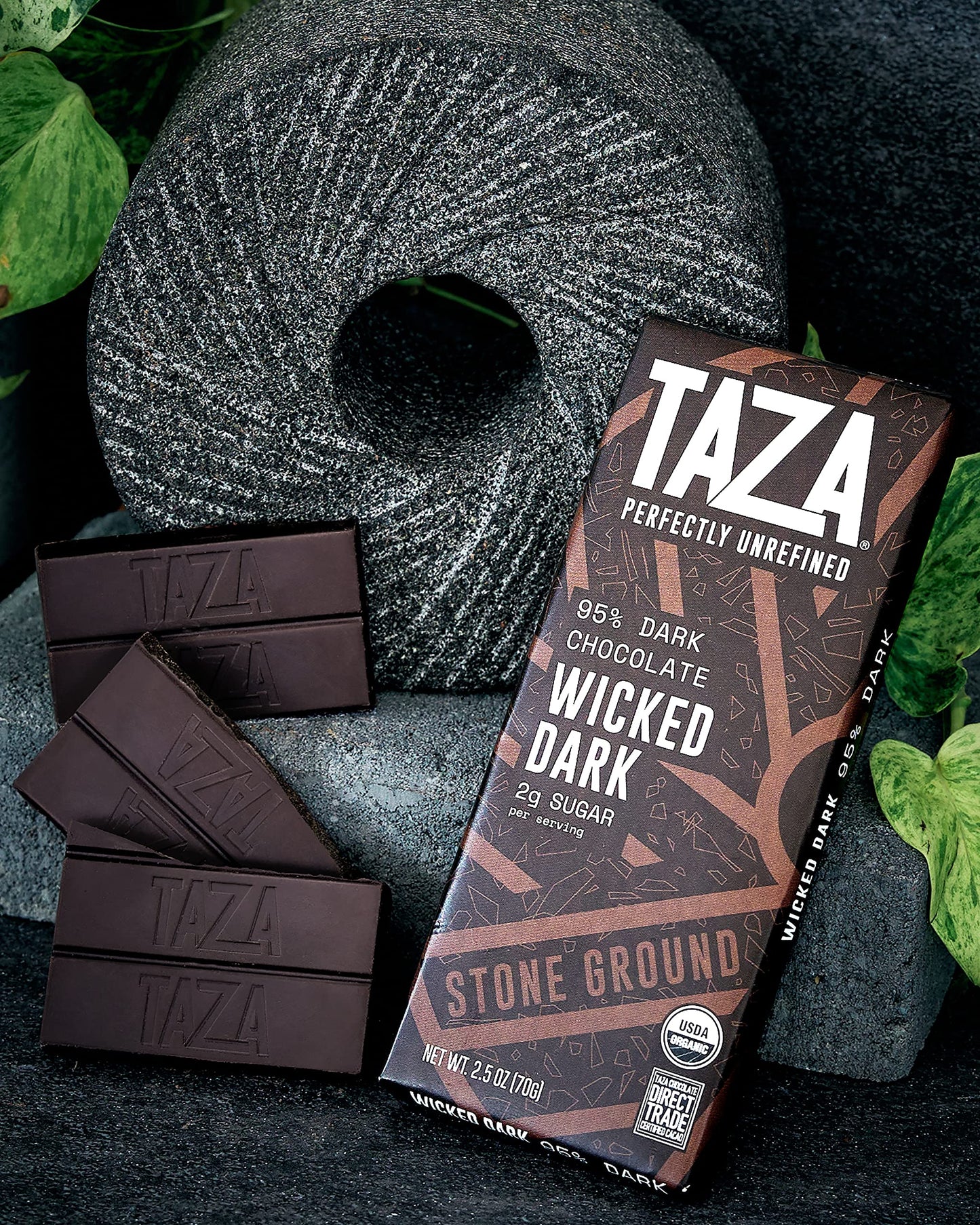 Taza Chocolate, 95% Wicked Dark Amaze Bar, 2.5 oz bars, case of 10