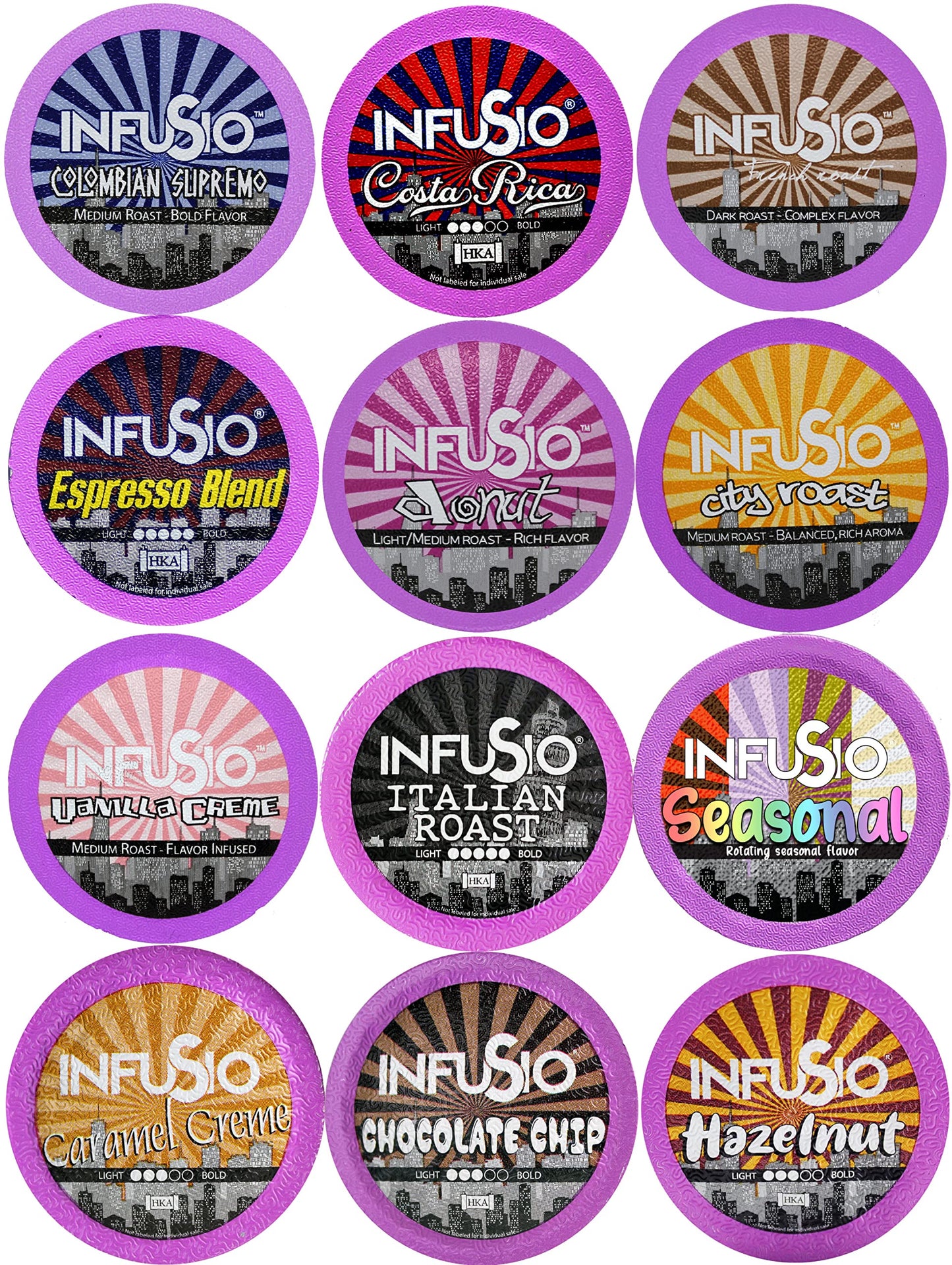 InfuSio Coffee Pods Variety Pack – 96 Count, Medium & Dark Roast Blends, Compatible with Keurig K-Cup 2.0