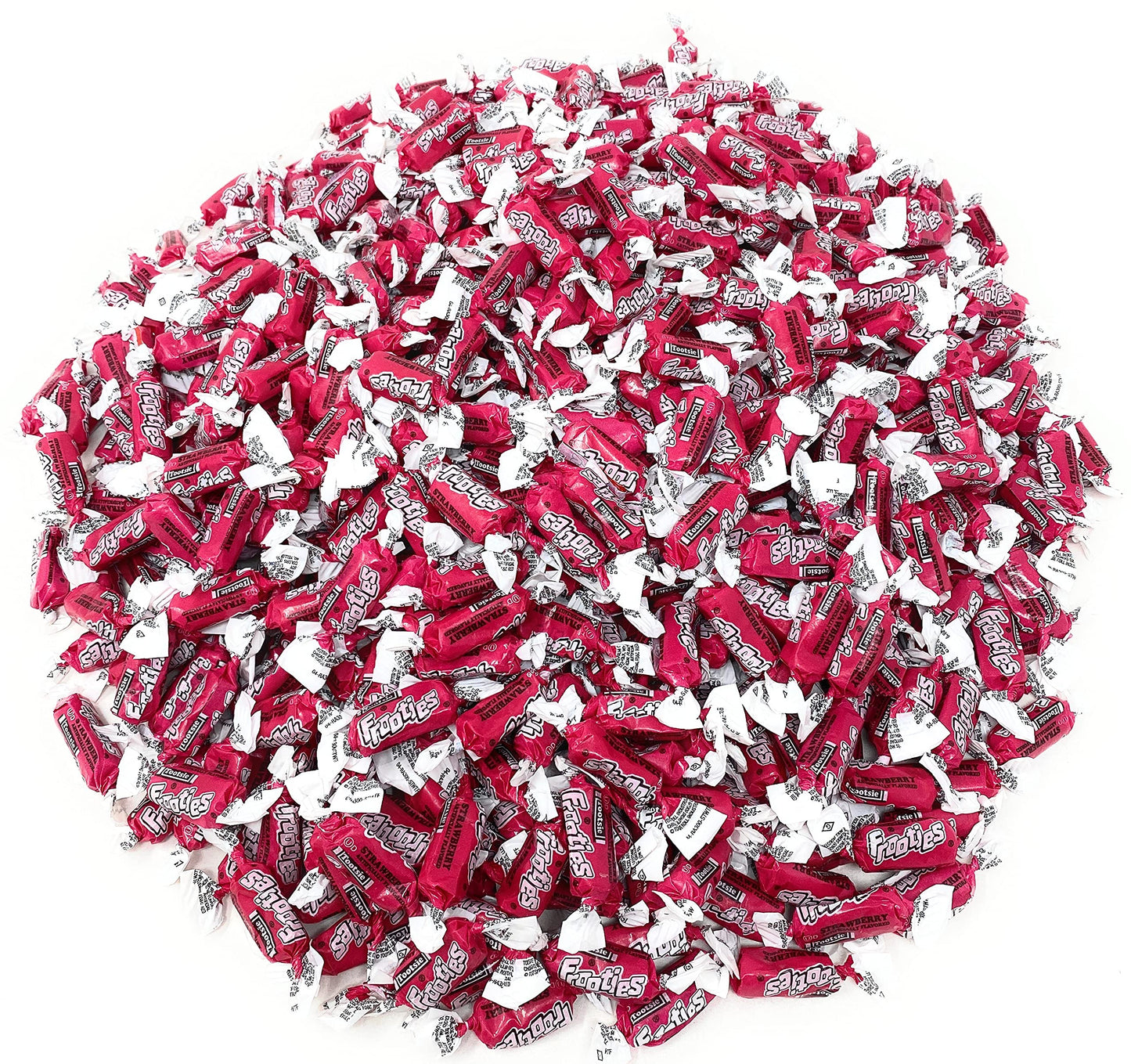 Bulk Strawberry Flavor Tootsie Roll Frooties Chewy American Taffies Candy Individually Wrapped In Resealable Assortit Bag 5 Lb 735+Pcs (80-Oz) - Made In Usa