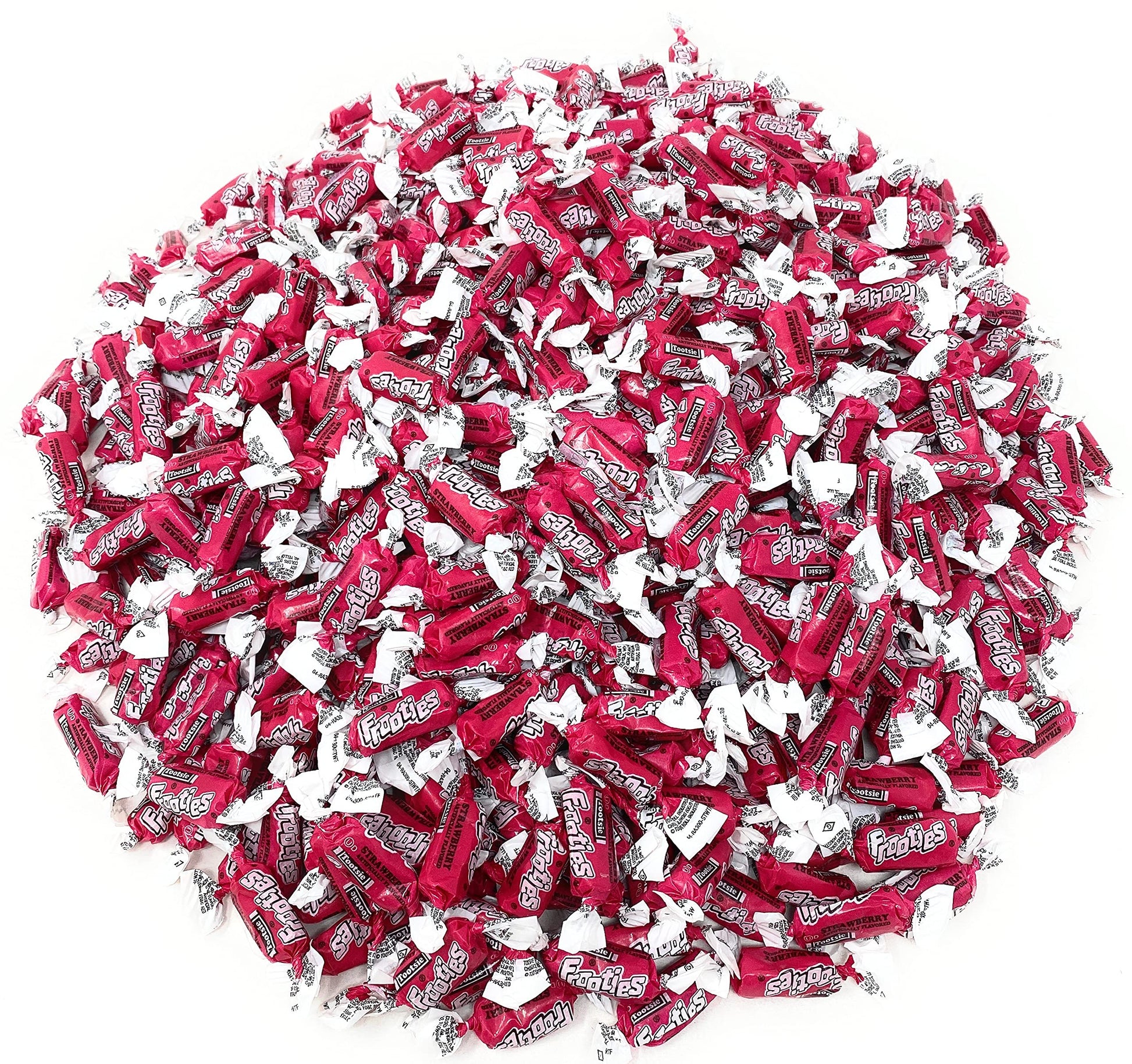 Bulk Strawberry Flavor Tootsie Roll Frooties Chewy American Taffies Candy Individually Wrapped In Resealable Assortit Bag 5 Lb 735+Pcs (80-Oz) - Made In Usa