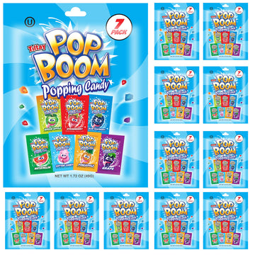 Tiltay Pop Boom Popping Candy - 7 Flavor Assortment, Strawberry, Green Apple, Blue Raspberry, Watermelon, Grape, Pineapple, Cott
