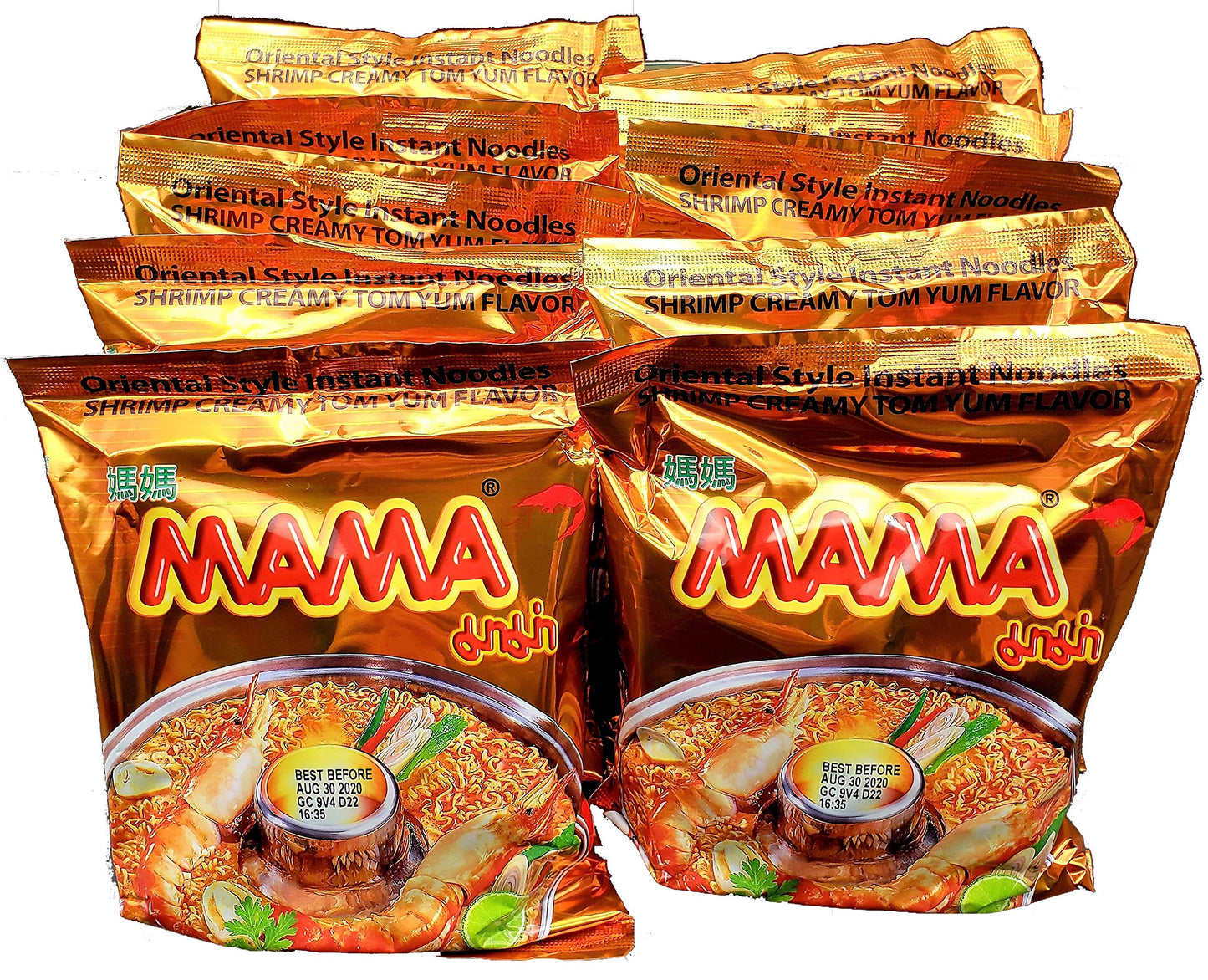 Mama Oriental Style Instant Noodles Shrimp Creamy Tom Yum Flavor (10 Pack)