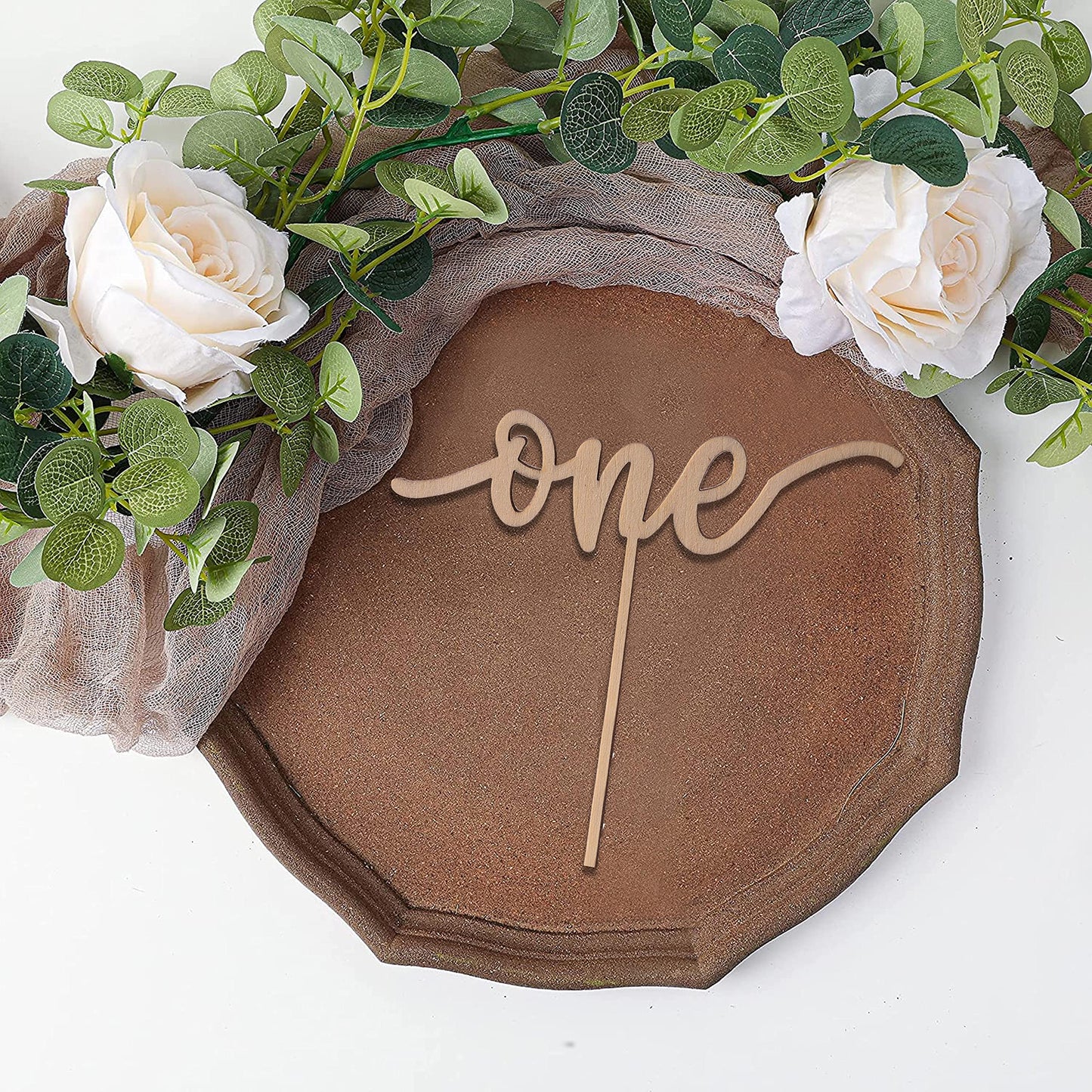 Wood Cake Toppers One Year Sign - Birthday Cake Topper Decorations, Rustic Wood, Smash Cake Topper, Birthday Cake For Photo Boot