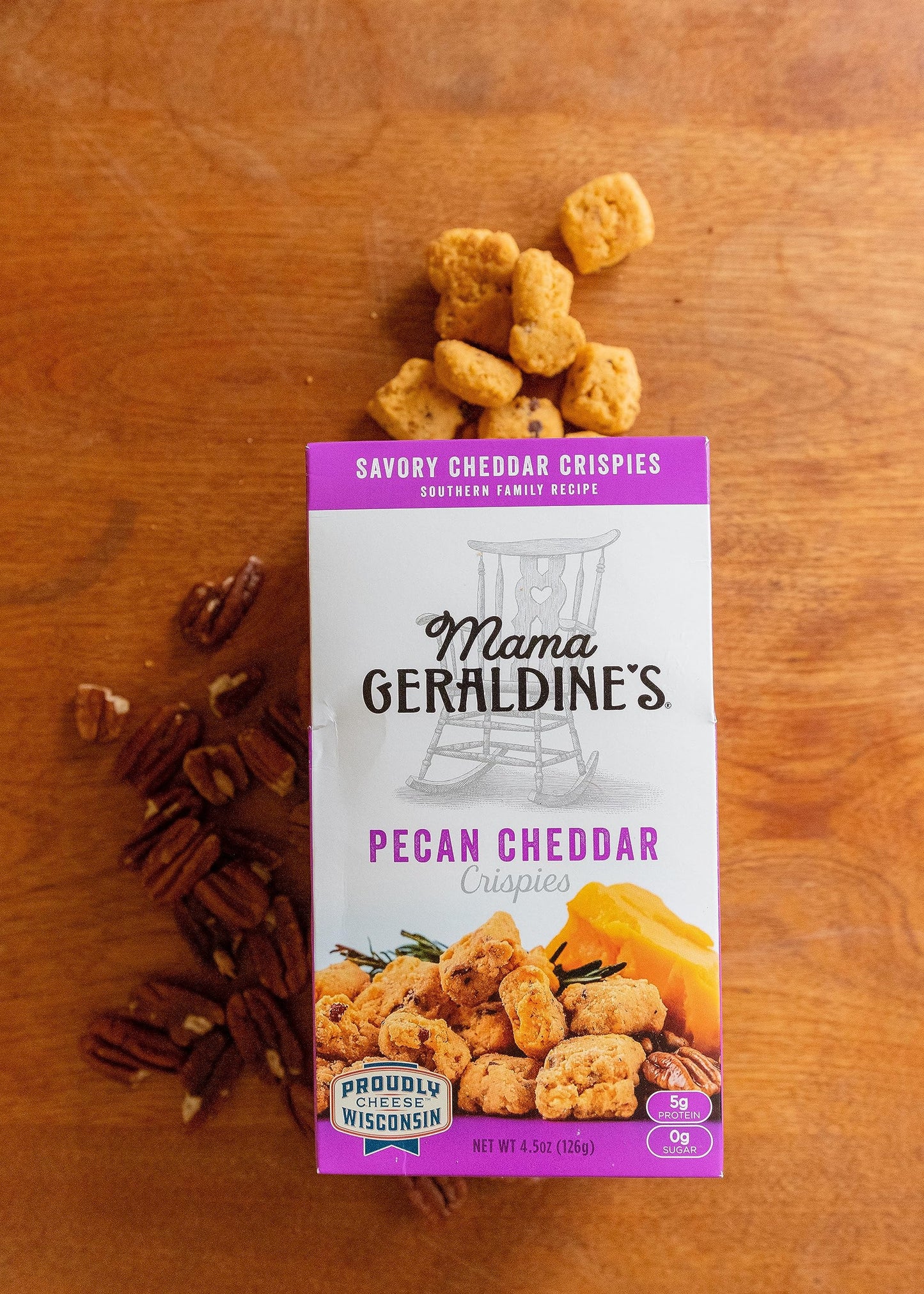 Mama Geraldines Pecan Cheddar Crispies | Crunchy Snack  ers | 4.5 oz | Made in USA | Party Appetizers