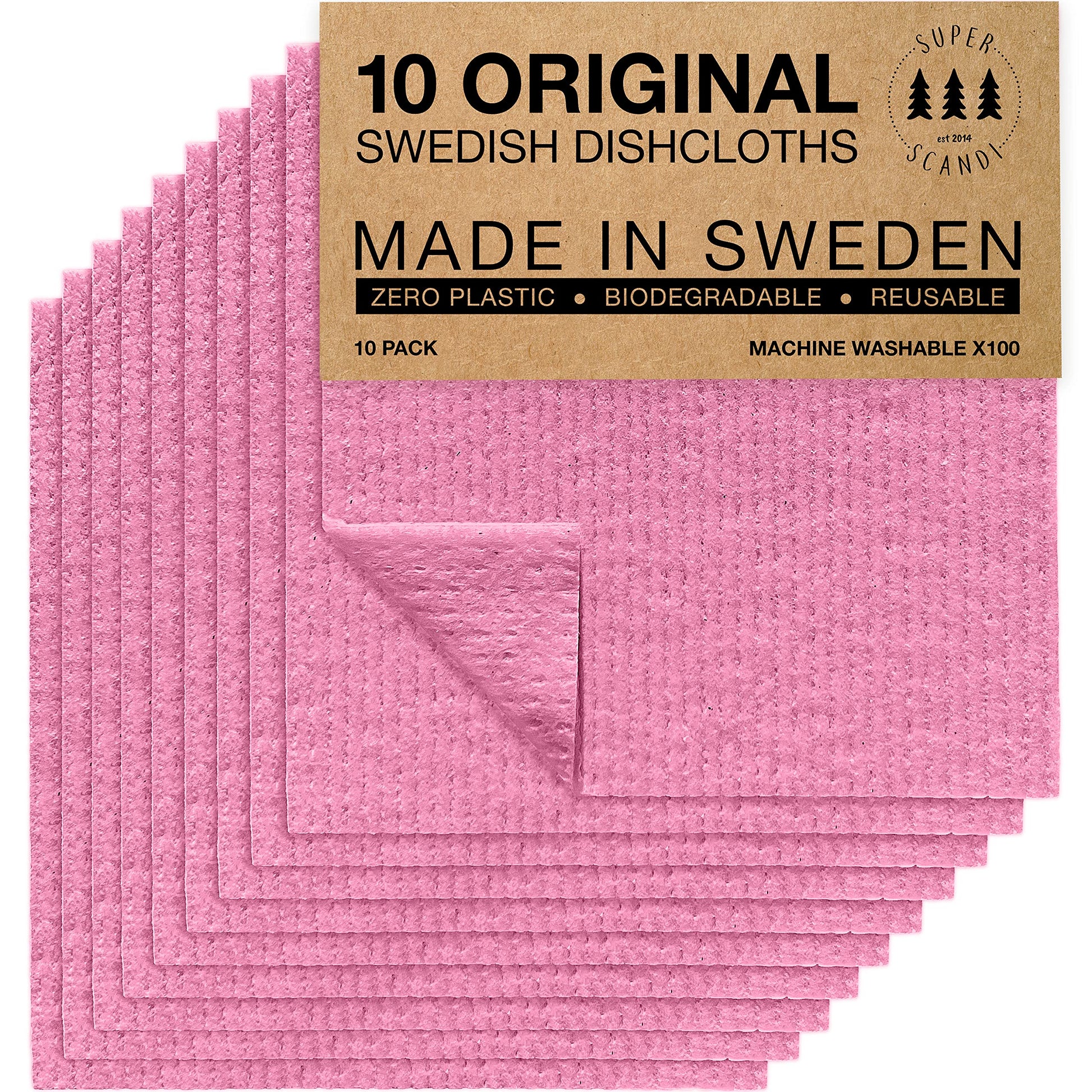 Swedish Dish Clothes - 10 Pack Of Eco Friendly Swedish Dishcloth - Reusable Dish Cloths For Washing Dishes - Absorbent Swedish D