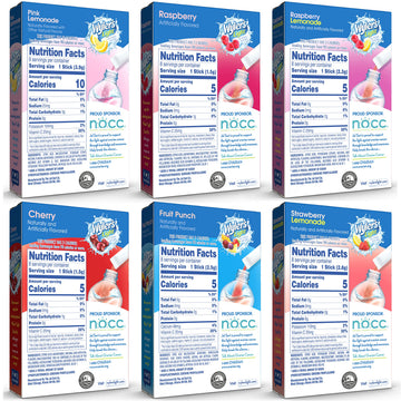 Wylers Light Drink Mix Variety Pack, 48 Sticks, Includes Pink Lemonade, Strawberry Lemonade, Fruit Punch, Cherry, Raspberry