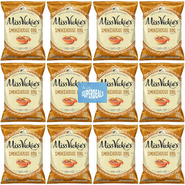 Kettle Cooked Potato Chips By Miss Vickie'S Value Pack Bundled By Superdeals | 1.375 Oz Bag | Smokehouse Bbq | Pack Of 12 With M
