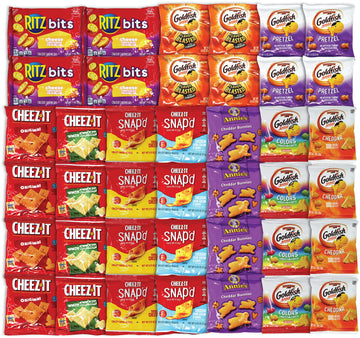 Niro Assortment | 40 Packs Individual Bags Cheese Crackers Variety Pack, Cheez-It, Gold Fish, Annie'S, And Ritz Bits Snack Packs