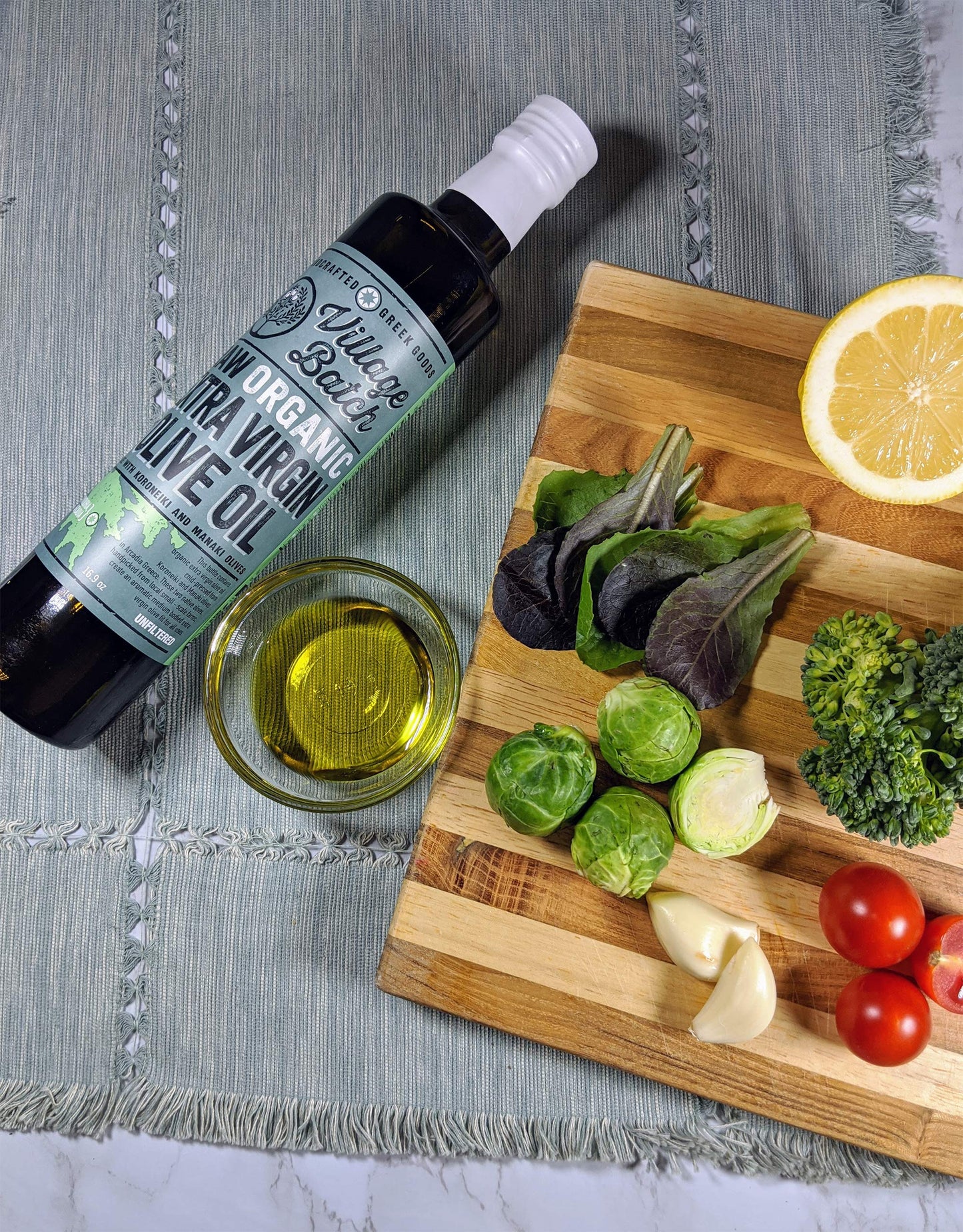VILLAGE BATCH Koroneiki Olive Oil, Organic Extra Virgin, Cold Pressed, 16.9 Fl Oz, Green