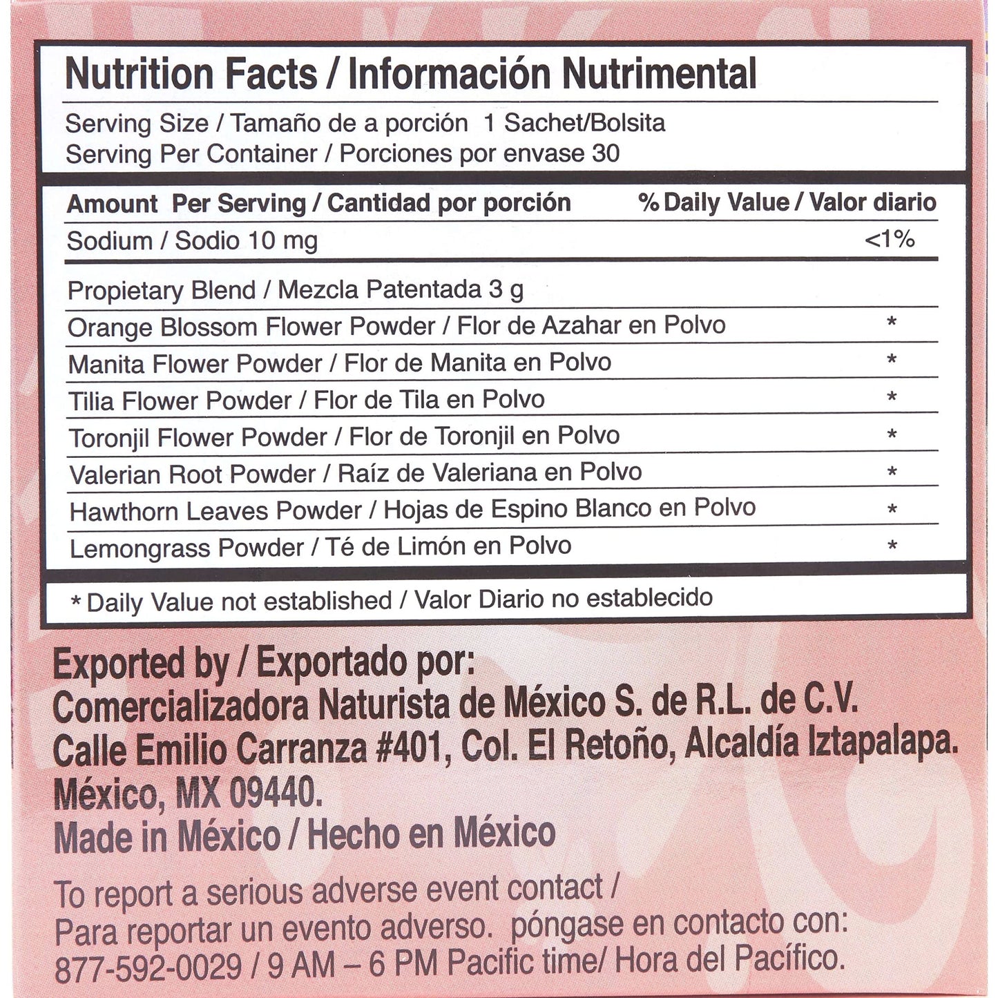Me Vale Madre Natural Calming Tea: 100% Natural for Relaxation  Support Tranquility and Relief Herbal Tea. Te Relajante y Calmante para Nervios  Tension y Dormir Mejor - 30 Tea Bags