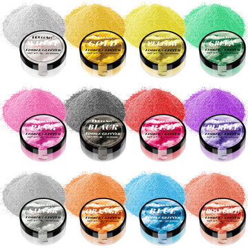 Edible Glitter for Drinks - 12 Colors Luster Dust Edible with Spoons Brushes, Food Grade Edible Glitter for Cake Decorating, Shi