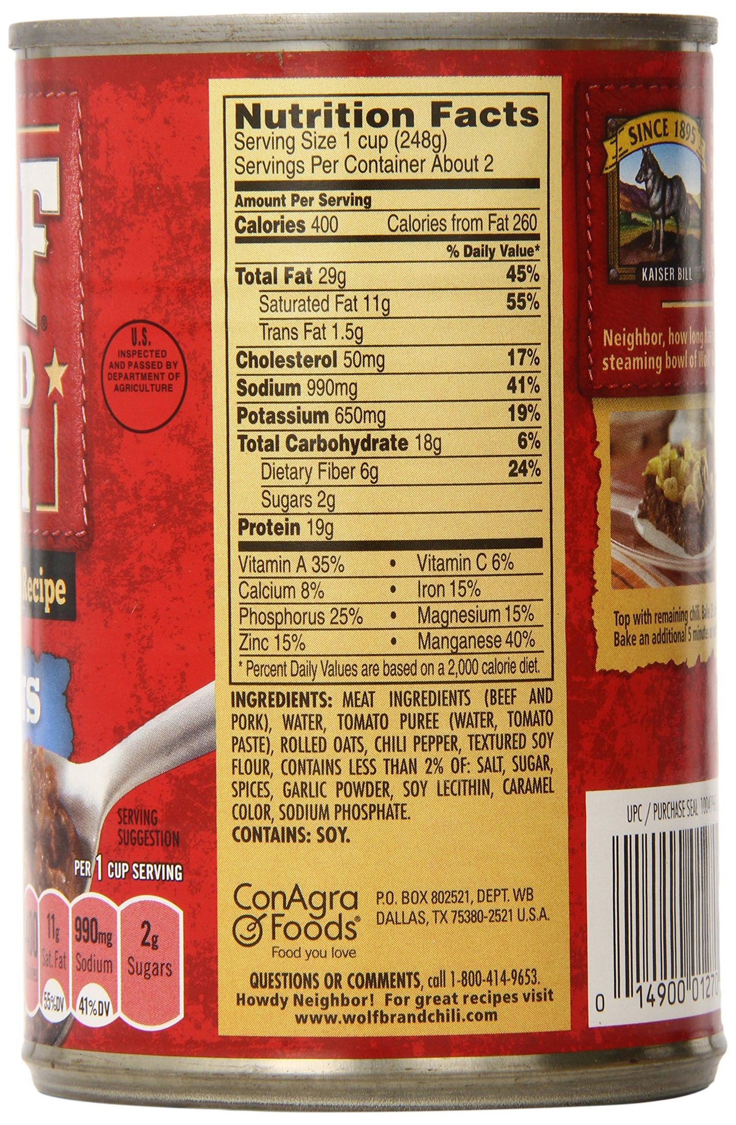 Wolf Brand Chili With No Beans, 15 Ounce (Pack Of 12)