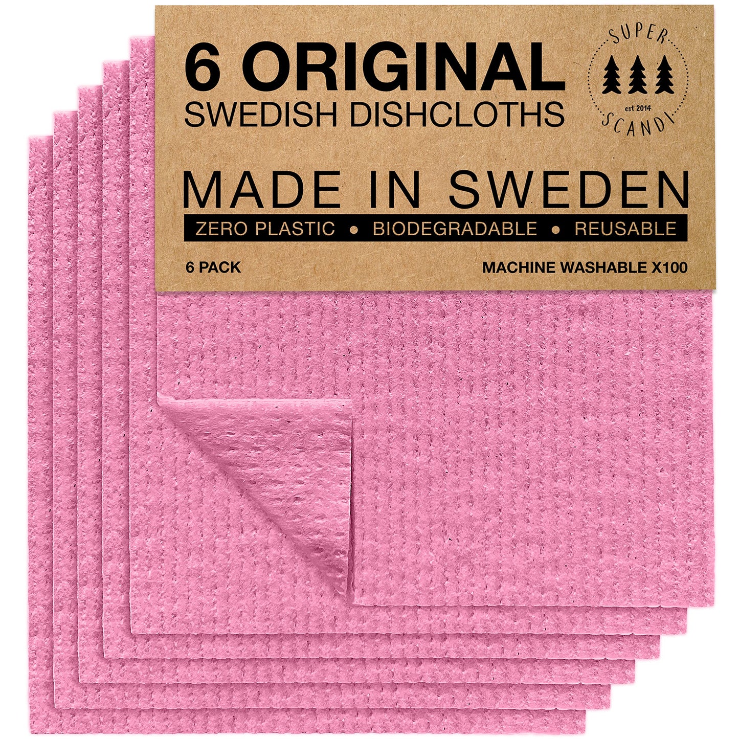 Superscandi Swedish Dishcloths Eco Friendly Reusable Sustainable Biodegradable Cellulose Sponge Cleaning Cloths For Kitchen Dish