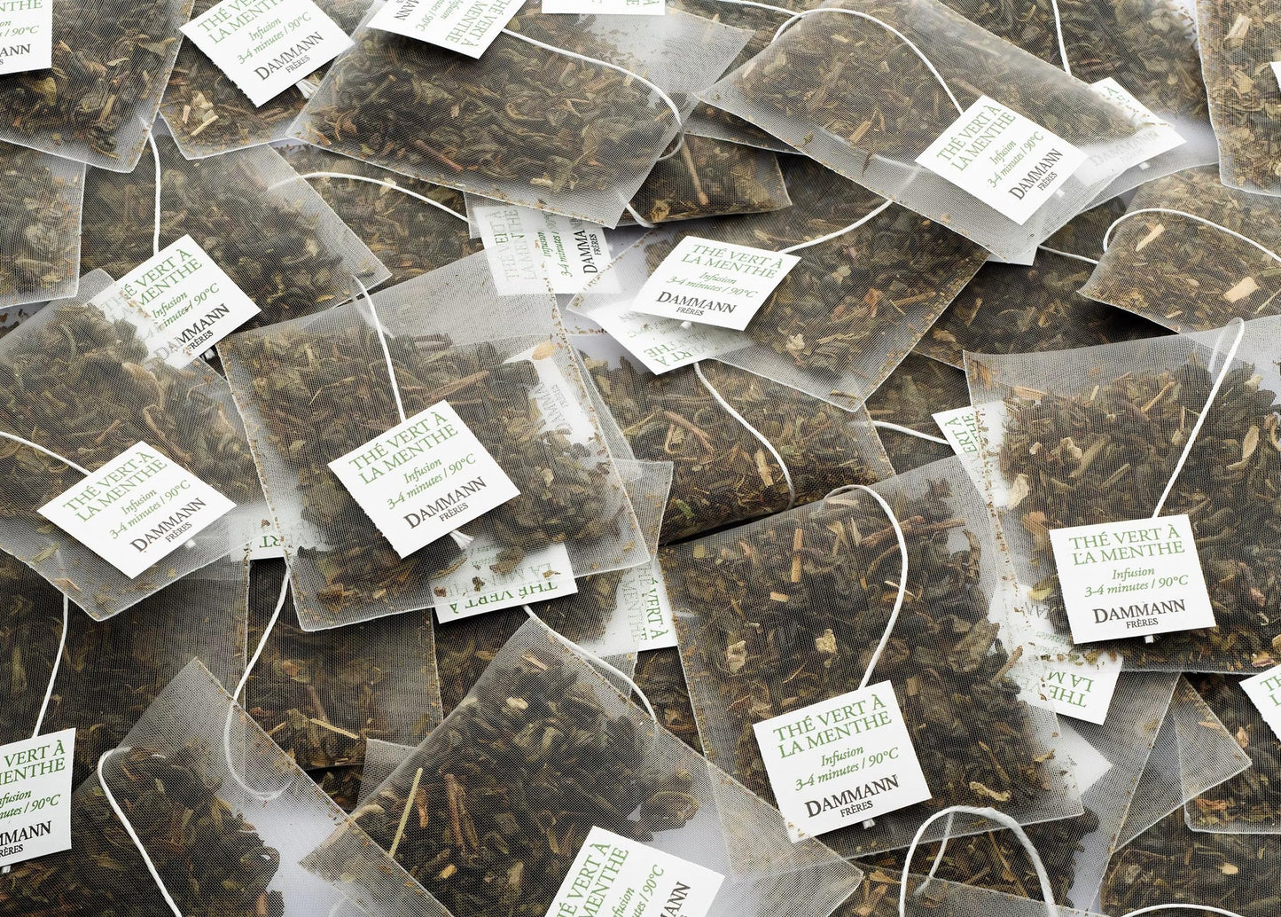 Dammann Freres Satchets  Mint Flavor Tea Bags  enhanced Gourmet French Green Tea  25 Count (Single Pack)