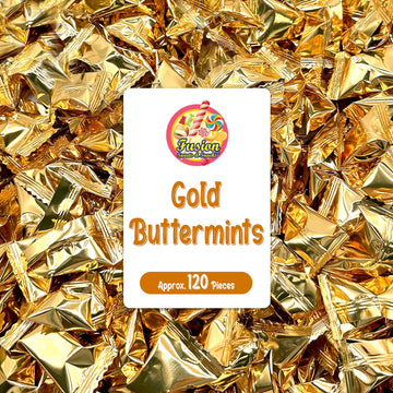 Gold Buttermints (Approx. 120 Count) - Butter Mints Individually Wrapped - Wedding Mints - Perfect For Thank You Gift, Engagement Parties, Bridal Showers, Rehearsal Dinners, Reception, And More