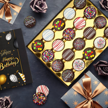 Chocolate Cookies Birthday Gift Basket For Men And Women - Gourmet Chocolate Happy Birthday Treats For Food Gifts, Elegant Gift