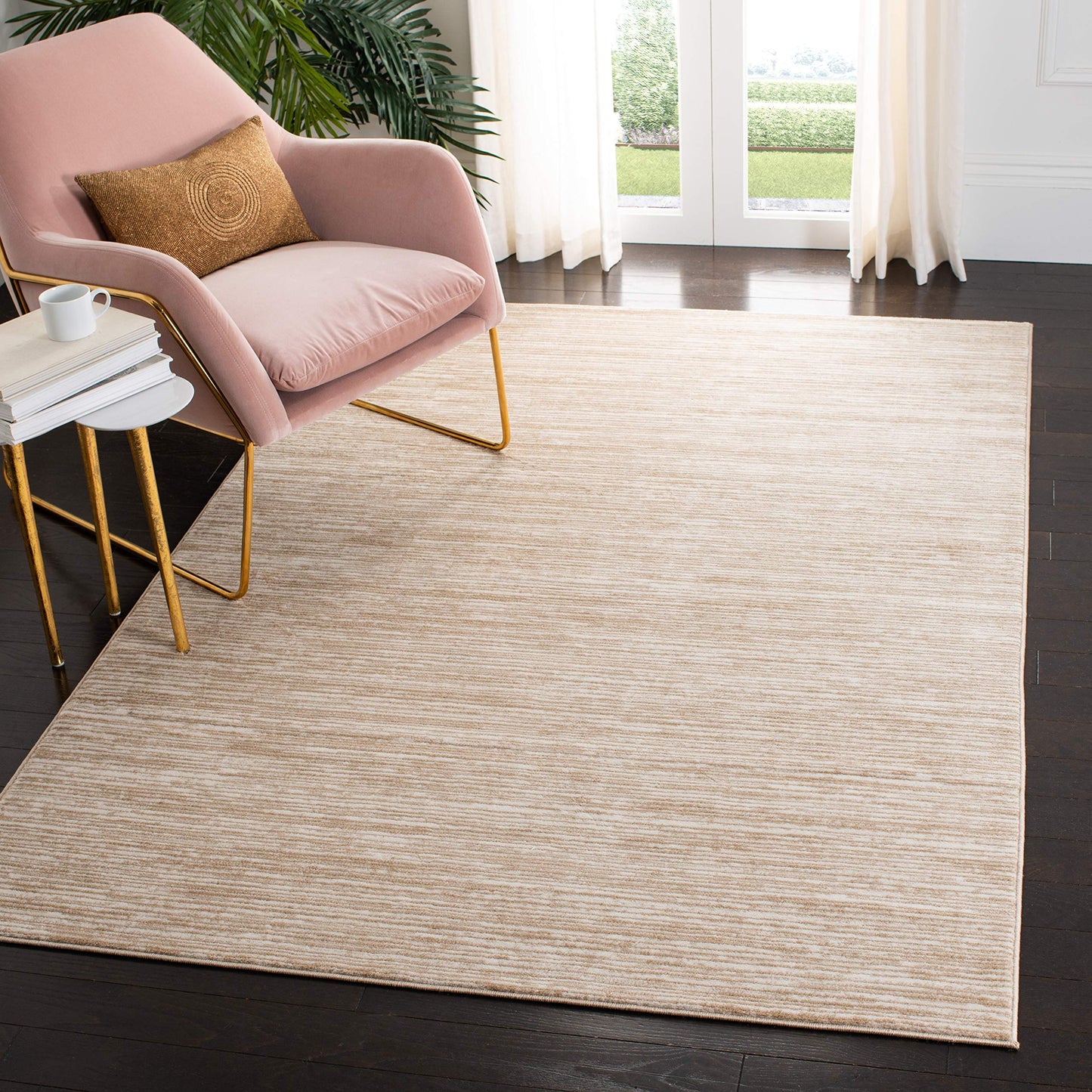 Safavieh Vision Collection 67 Square Cream Vsn606F Modern Ombre Tonal Chic Non-Shedding Living Room Bedroom Dining Home Office A