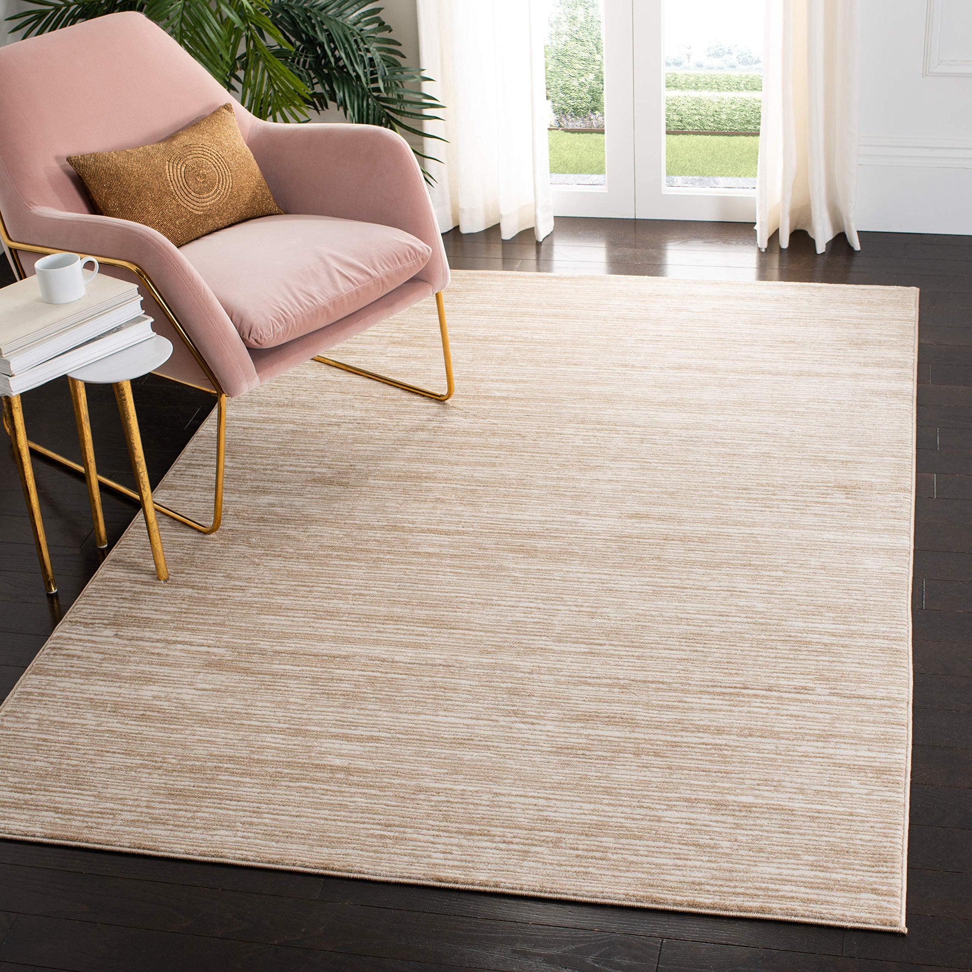 Safavieh Vision Collection 67 Square Cream Vsn606F Modern Ombre Tonal Chic Non-Shedding Living Room Bedroom Dining Home Office A