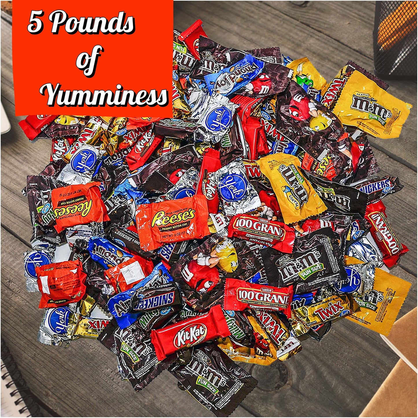 STUFF YOUR SACK Halloween Chocolate Variety Pack – 135 Individually Wrapped   – 5 lb Bulk Care Package – Brown