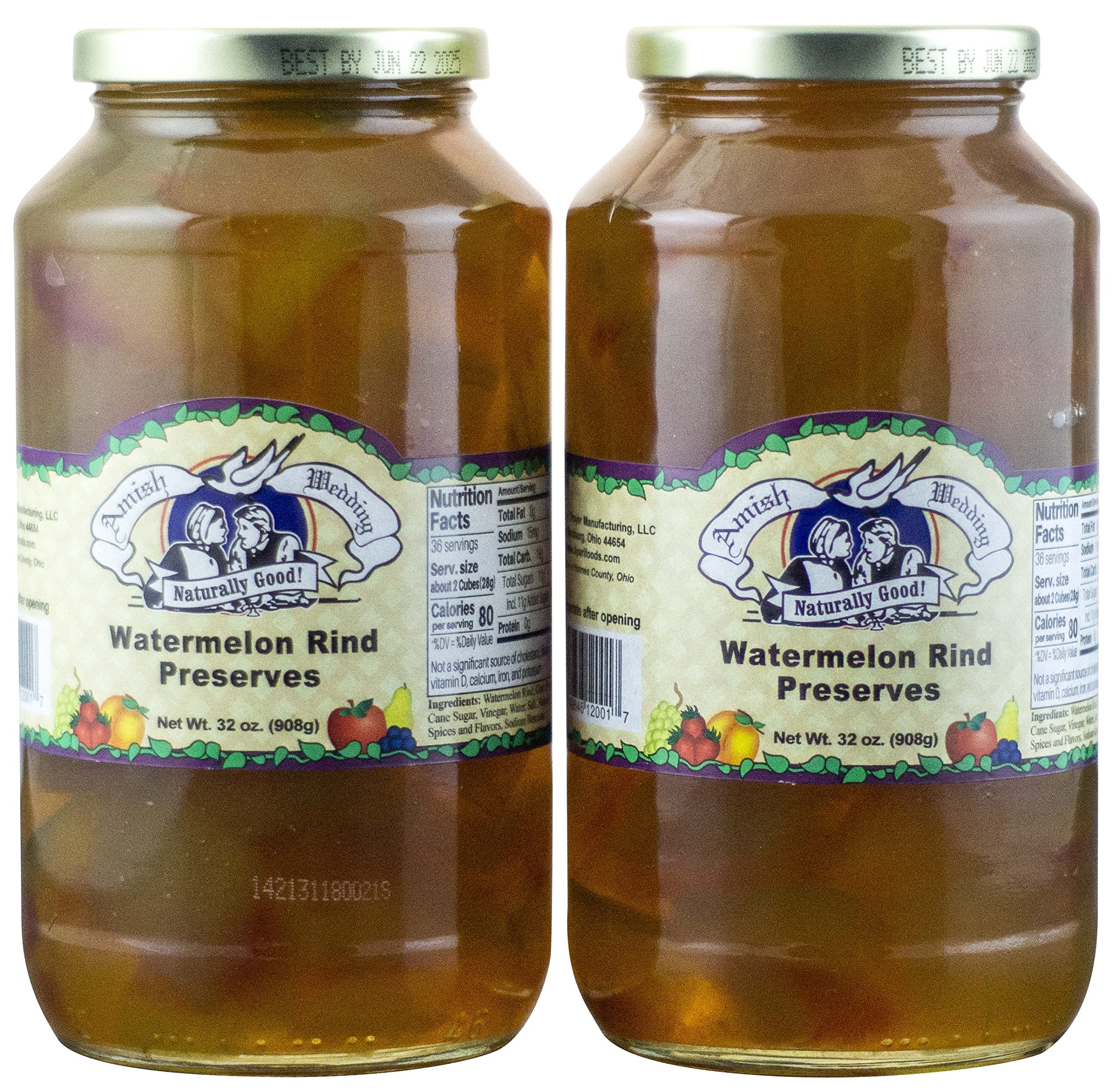 Amish Wedding Watermelon Rind Preserves, 32 oz. Quart Jars (2 Jars ...