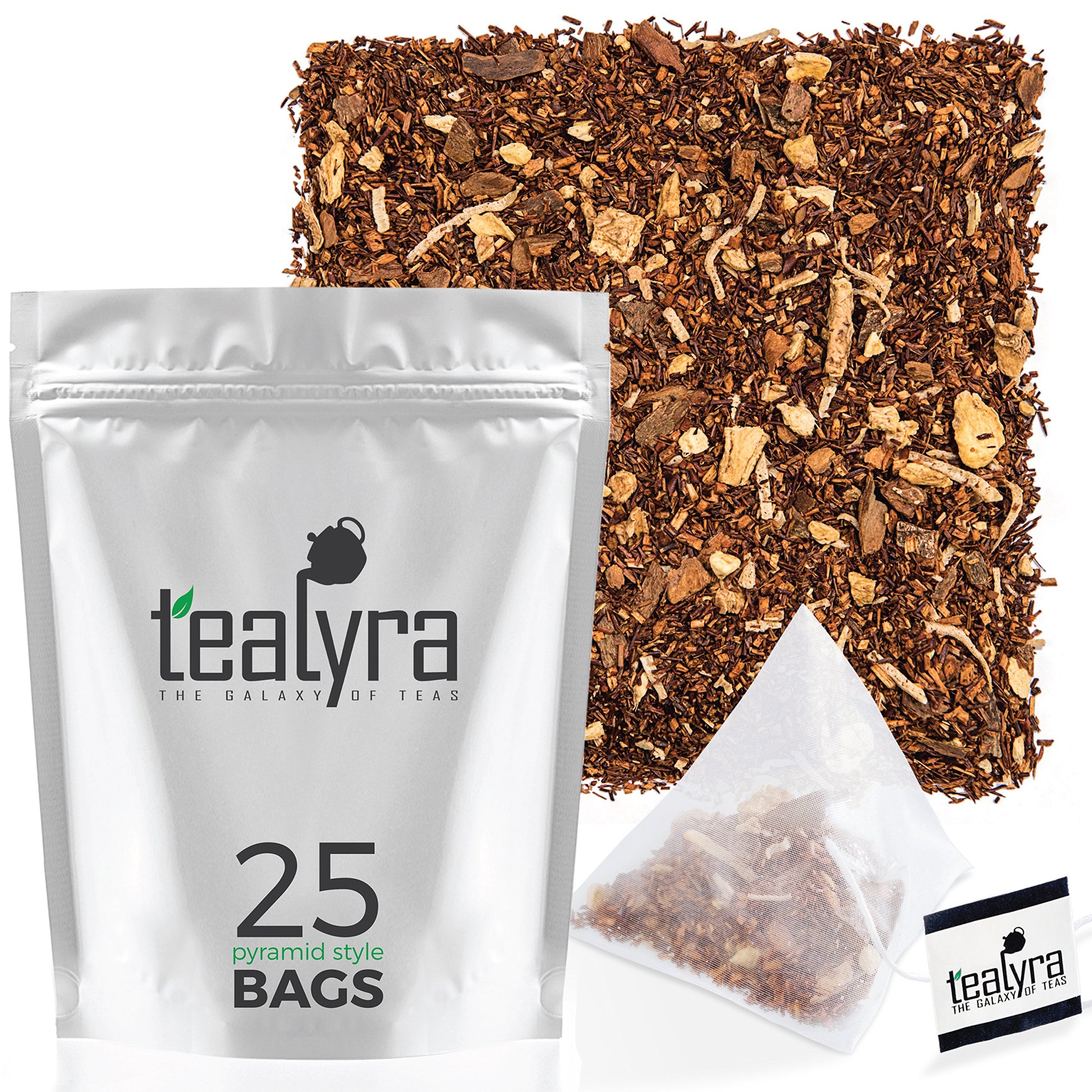 Tealyra Rooibos Coconut Vanilla Chai Herbal Tea - Caffeine-Free - 25 Bags - Pyramids Sachets