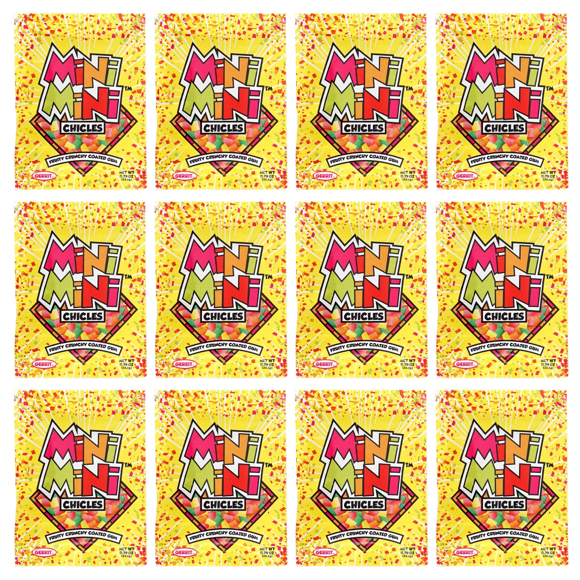 Mini Mini Chicles, Pack of 12, Fruity Crunchy Coated Gum, Mini Chiclets, Bubble Gum