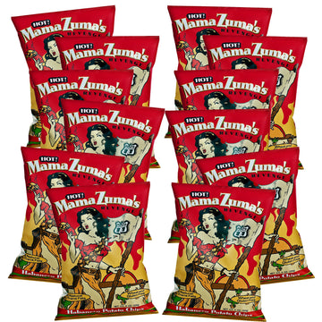 Route 11 Potato Chips Mama Zuma's Revenge - Hot Habanero Jalapeno Spicy Chips, 12 Bags (6 oz each)