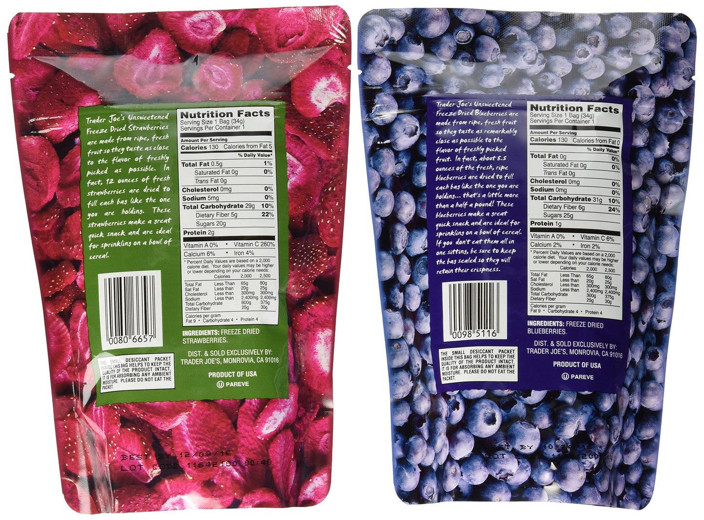 Trader Joe's Freeze Dried Fruit Variety Pack (Blueberry, Strawberry)