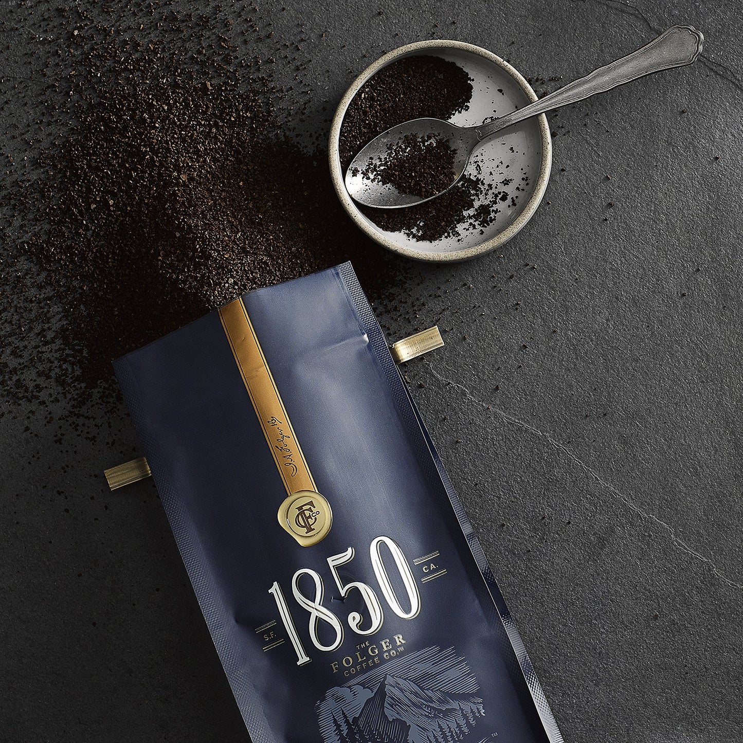 1850 Black Gold, Dark Roast Ground Coffee, 12 Ounces (Pack Of 2)