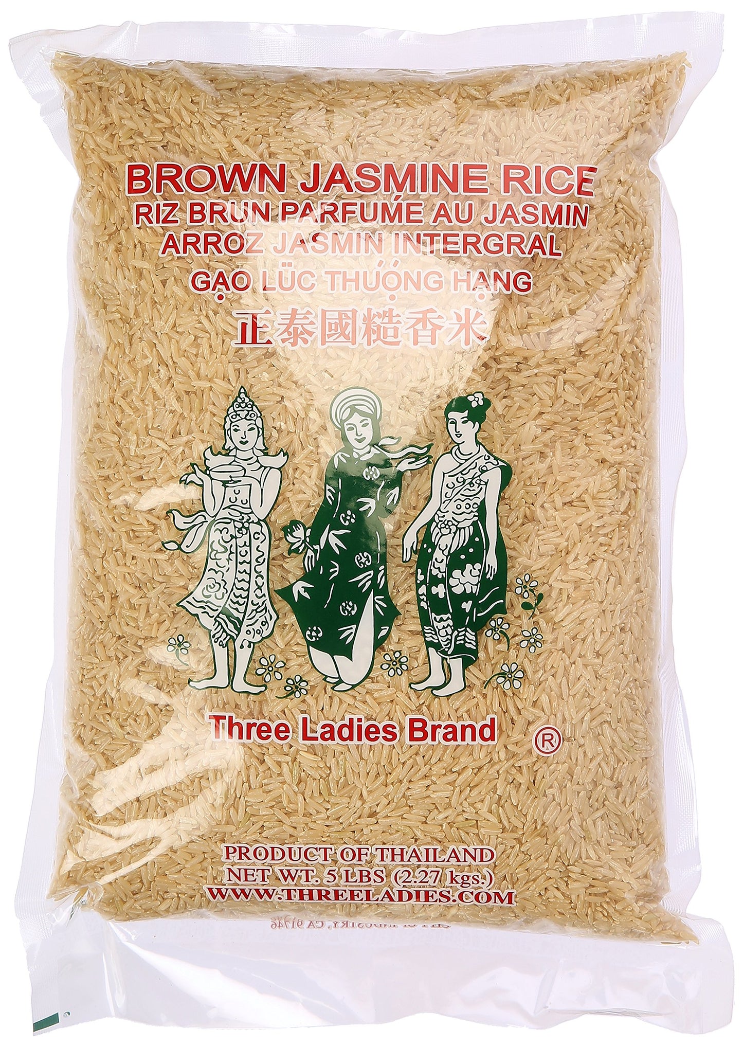 Three Ladies Brown Jasmine Rice 5 Lbs