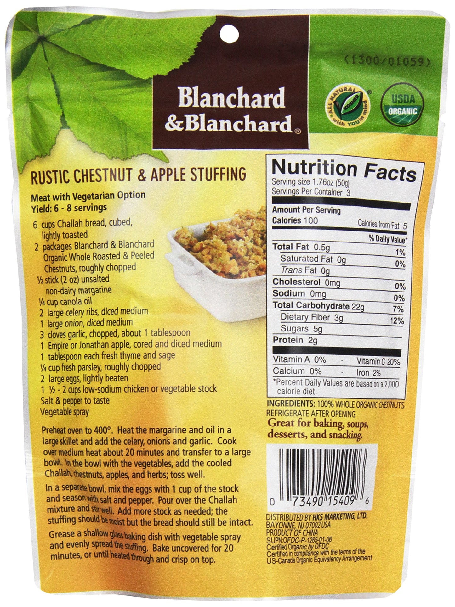 Blanchard & Blanchard Whole Chestnuts, Roasted & Peeled, 5.2 oz