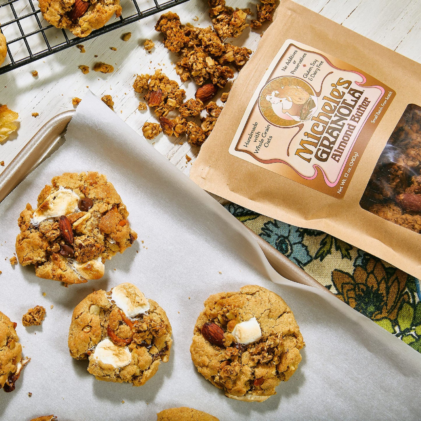 Micheles Granola Almond Butter, Handmade, Whole Grain, Vegan, Gluten-Free & Non-Gmo, 12Oz Resealable Bags, Pack Of 6