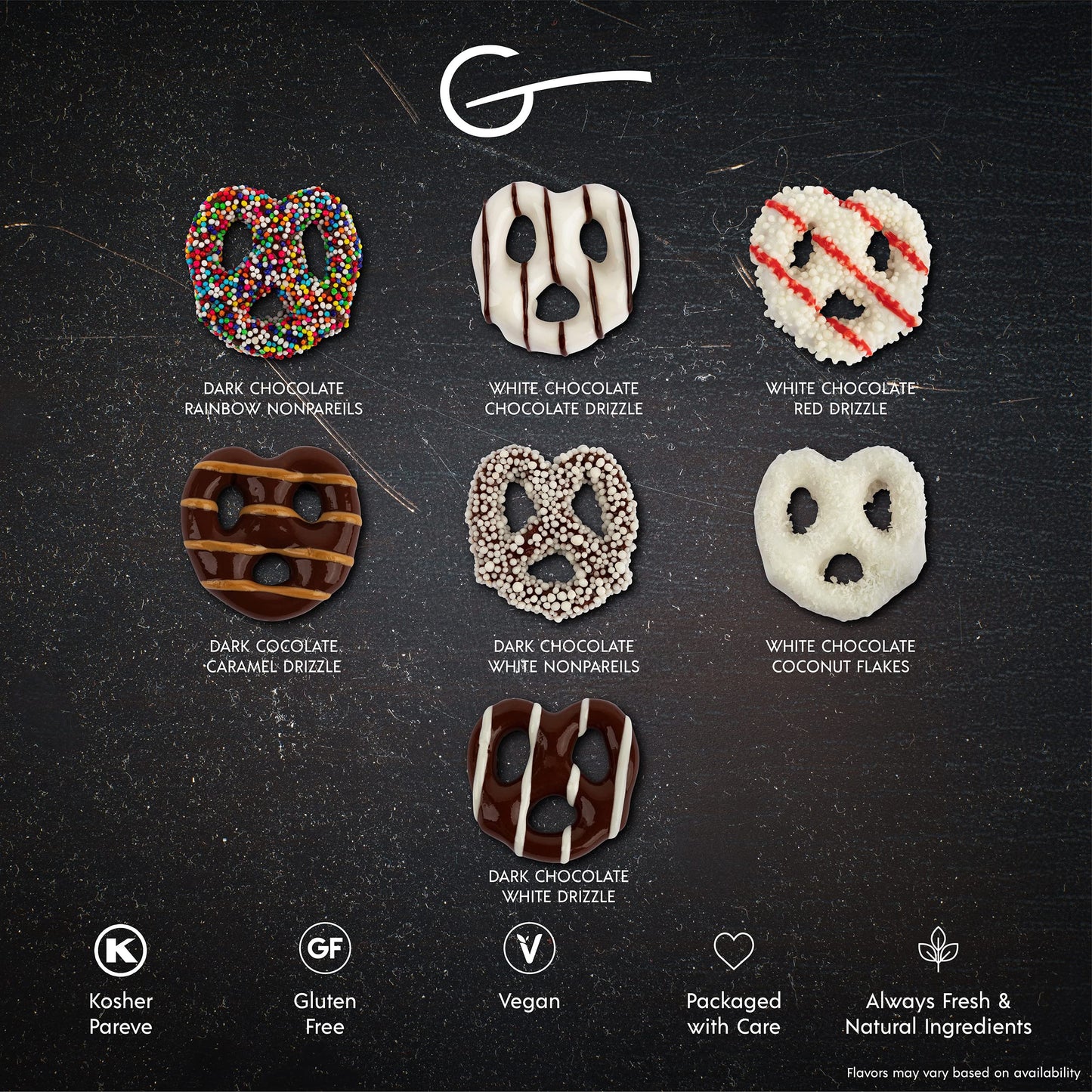 GLUTEN FREE PALACE Chocolate Covered Pretzels Gift Basket - Gluten Free Snack - 1 Count - Easter & Purim   - 4 Flavors