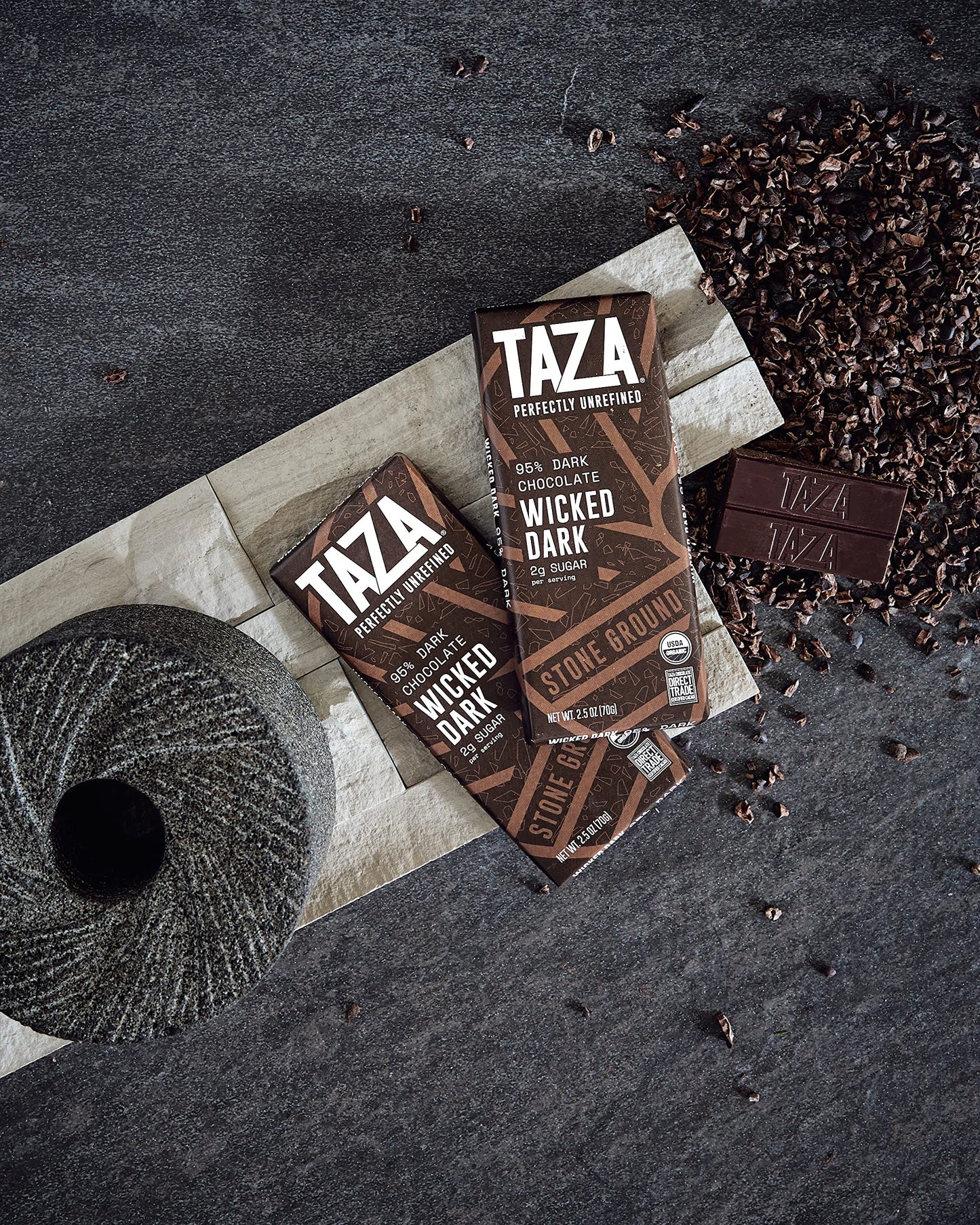 Taza Chocolate Organic Amaze Bar 95% Dark, Vegan, 6 Count (2.5 oz each)