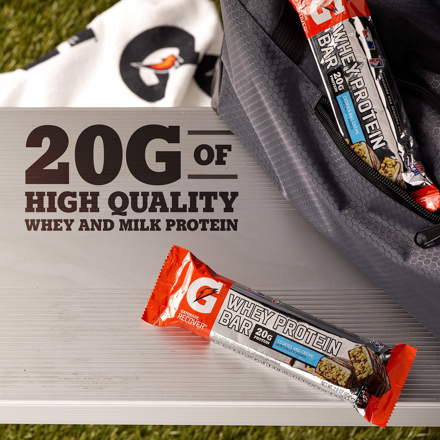 Gatorade Whey Protein Bars, Cookies & Crme, 2.8 Oz Bars (Pack Of 12, 20G Of Protein Per Bar)