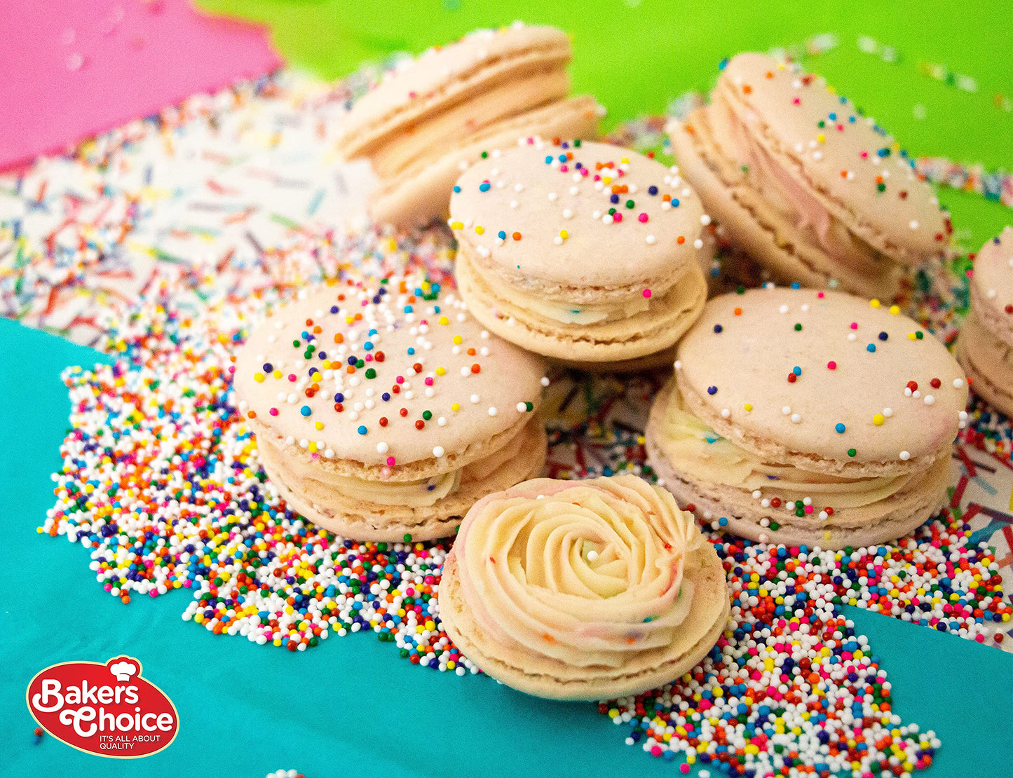 Bakers Choice Rainbow Nonpareils Sprinkles, Gluten Free, Dairy Free, 12 oz, Multicolored