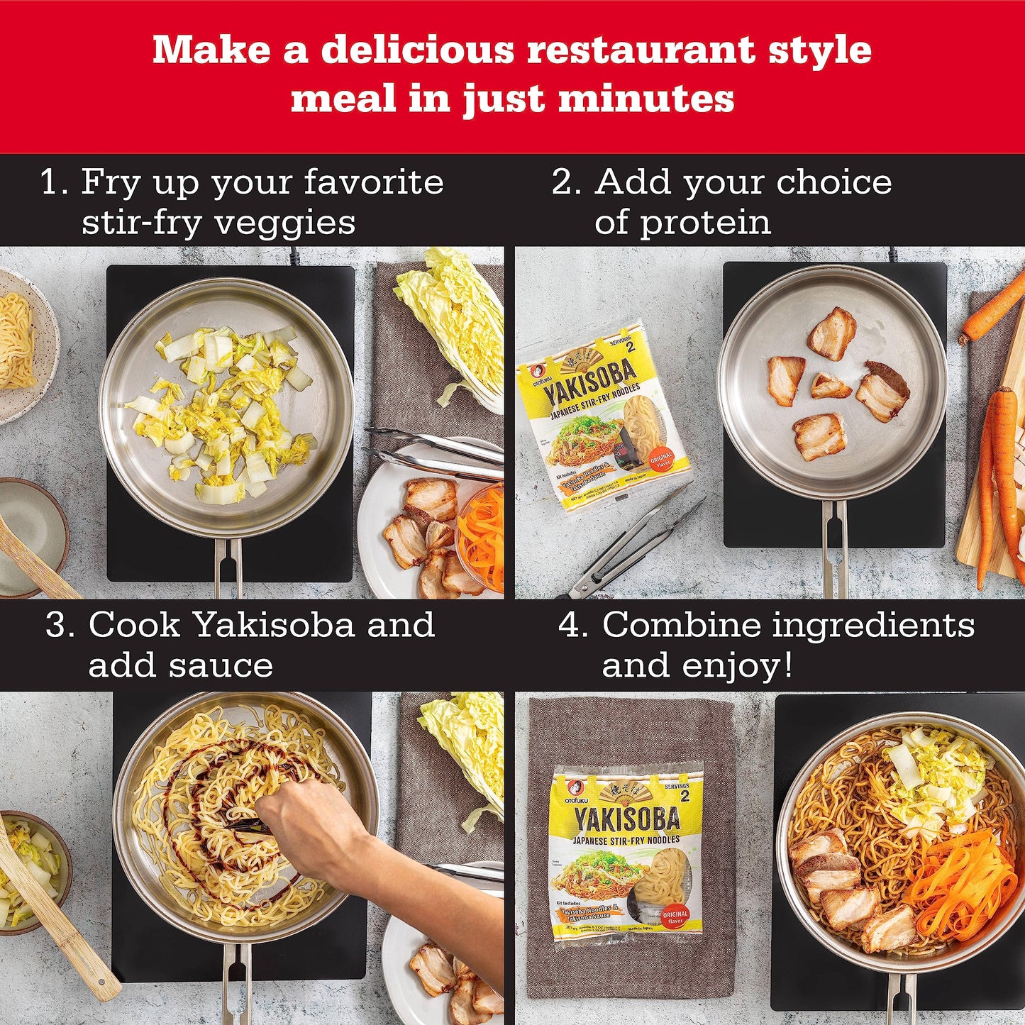 Otafuku Yakisoba Noodles Japanese Stir-Fry Ramen Noodles With Yakisoba Sauce Kit, 2 Yakisoba Ramen Servings Per Kit, Made In Jap