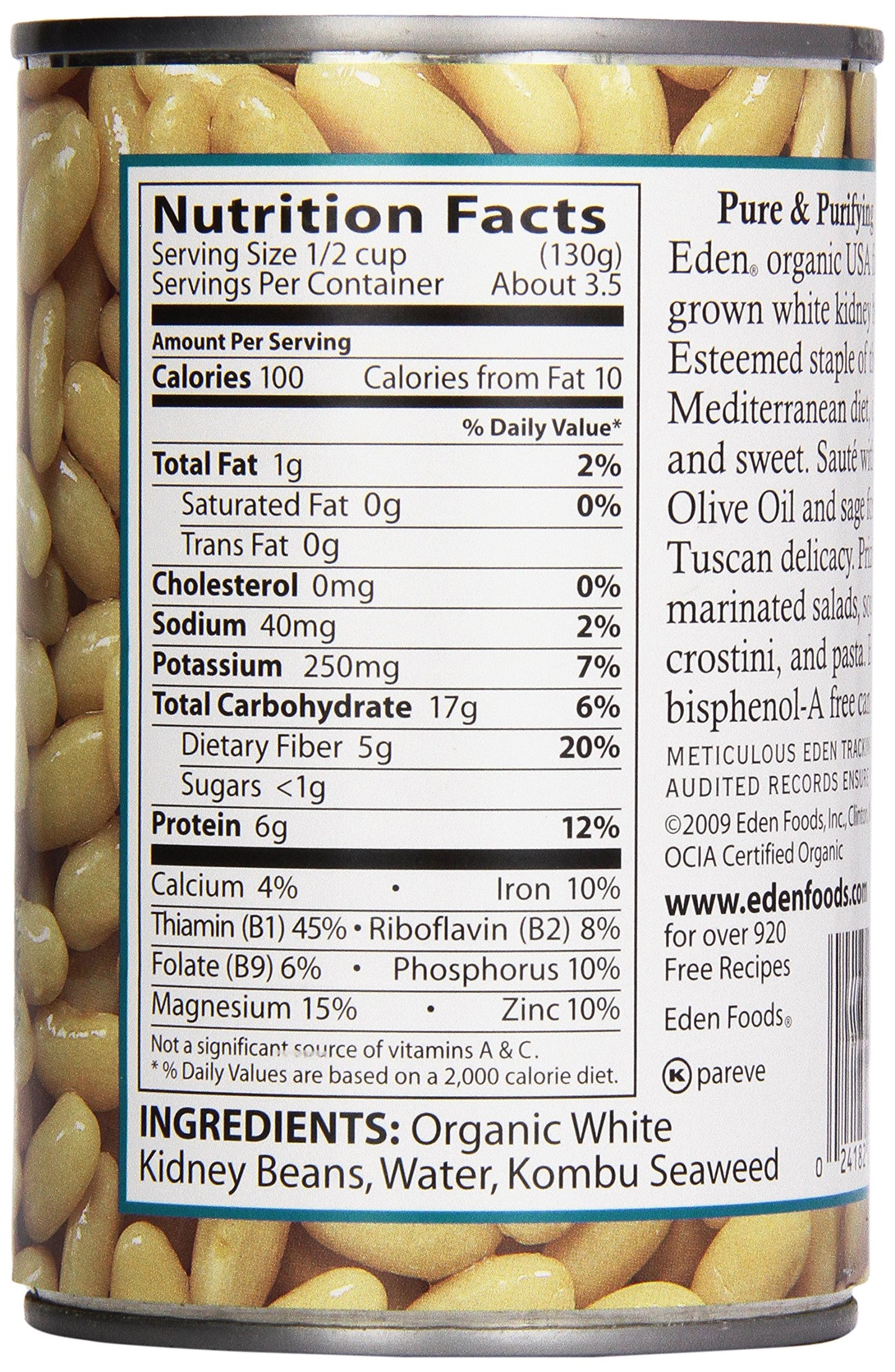 Eden Foods Organic White Kidney Beans, 15 oz