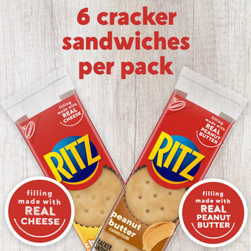 RITZ Peanut Butter and Cheese Sandwich Crackers Variety Pack, Lunch Snacks, 20 Snack Packs (6 Crackers Per Pack)