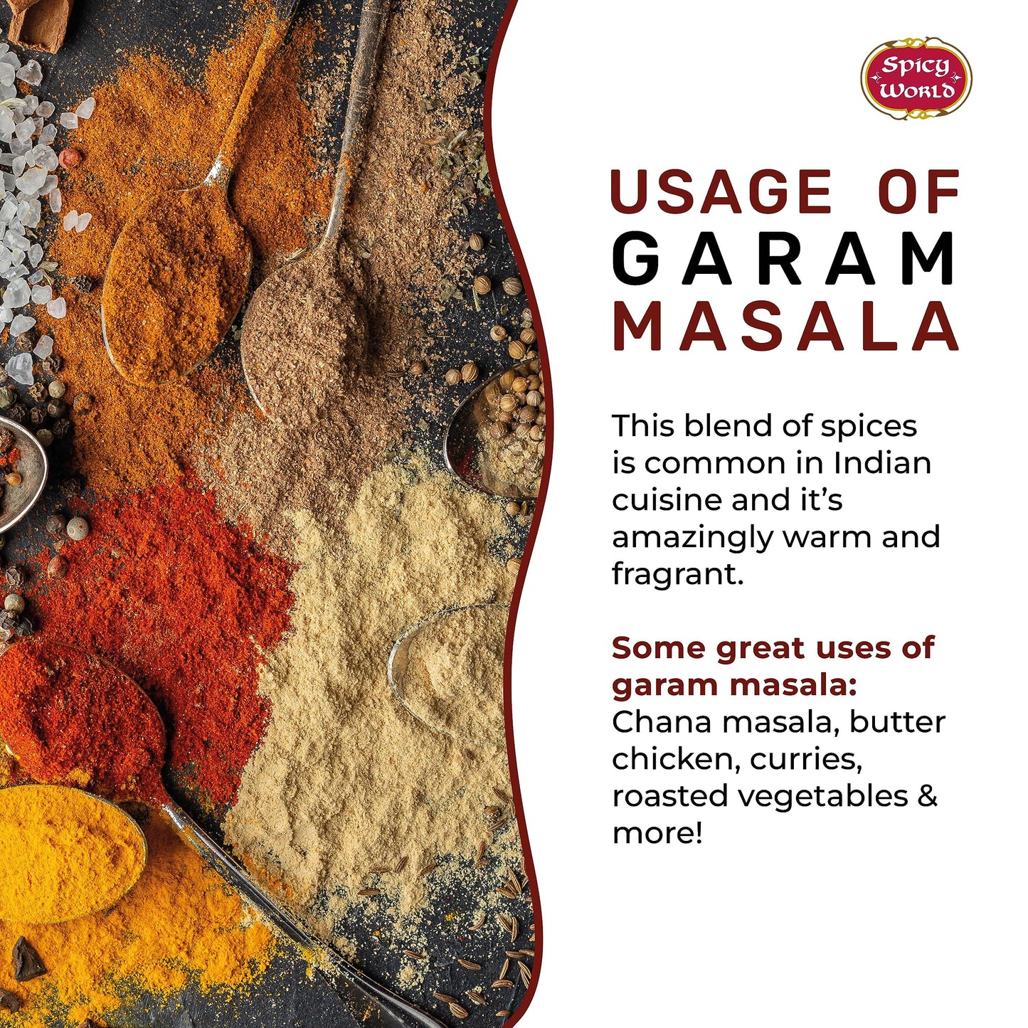 Spicy World Garam Masala Powder 1 Pound Bulk Jar - 16 Ounce - 15 Premium Indian Spice Blend, Salt Free