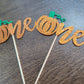 24Pcs Orange Glitter Pumpkin One Cupcake Toppers, Little Pumpkin 1St Birthday Cupcake Toppers One Pumpkin Cupcake Picks For Firs