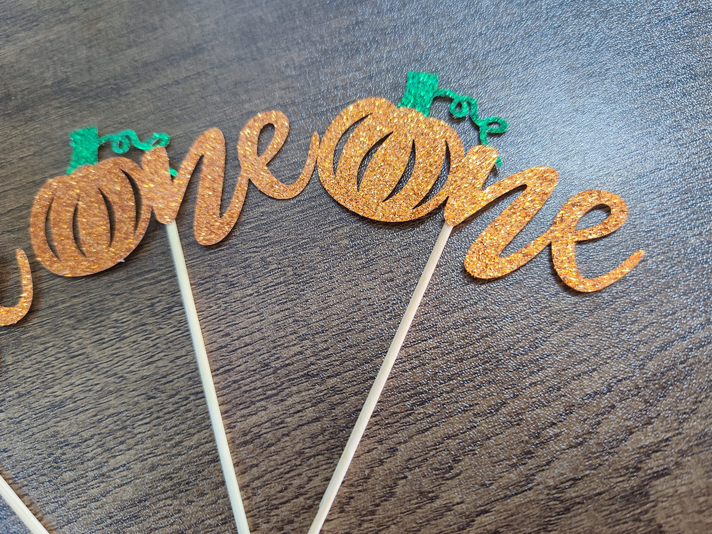24Pcs Orange Glitter Pumpkin One Cupcake Toppers, Little Pumpkin 1St Birthday Cupcake Toppers One Pumpkin Cupcake Picks For Firs