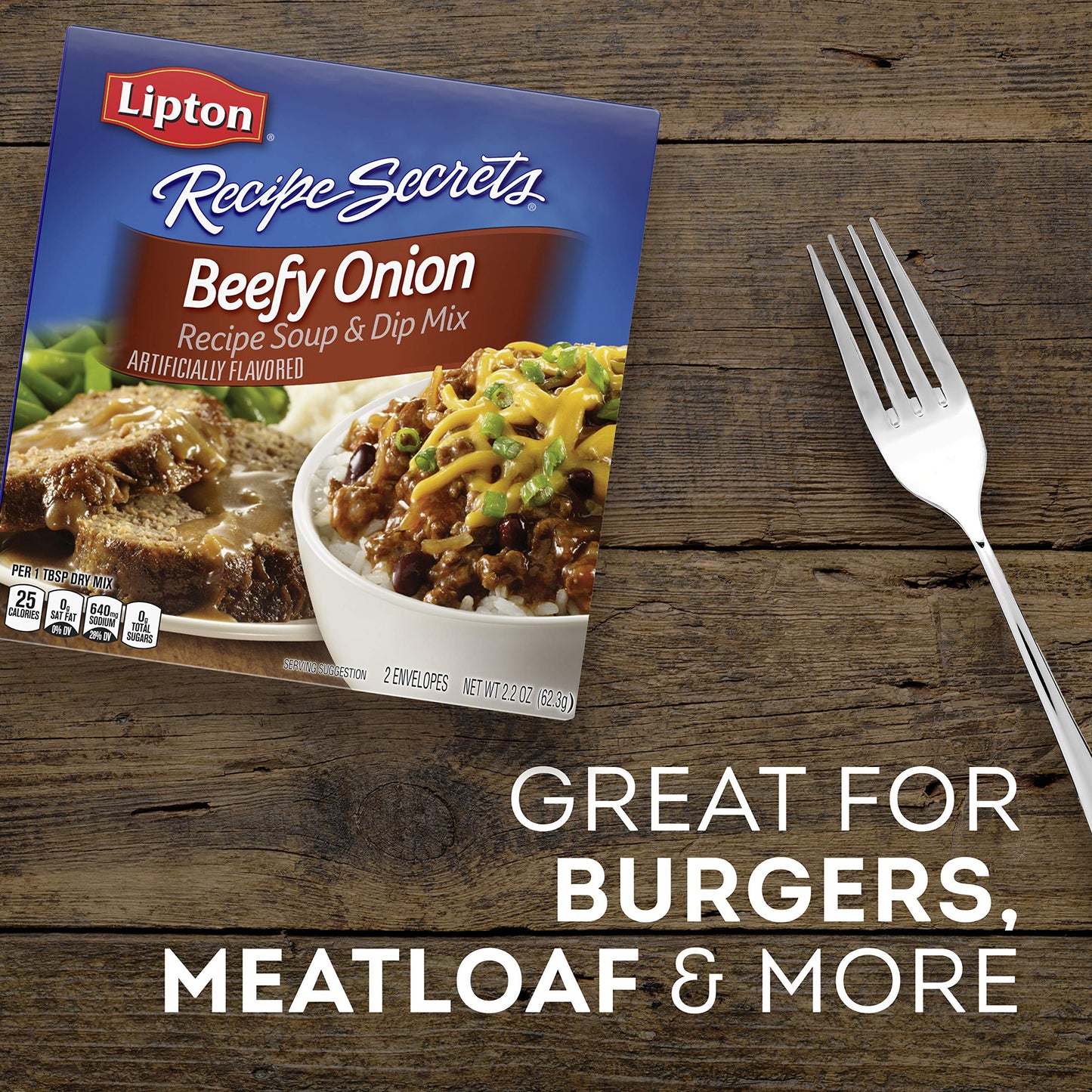 SOUP SECRETS Lipton Recipe Soup and Dip Mix, Beefy Onion, 2.2 oz, Pack of 12