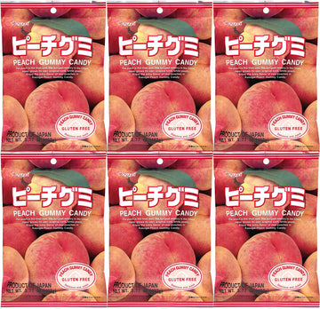 Kasugai Peach Gummy Candy 3.77Oz (6 Pack)