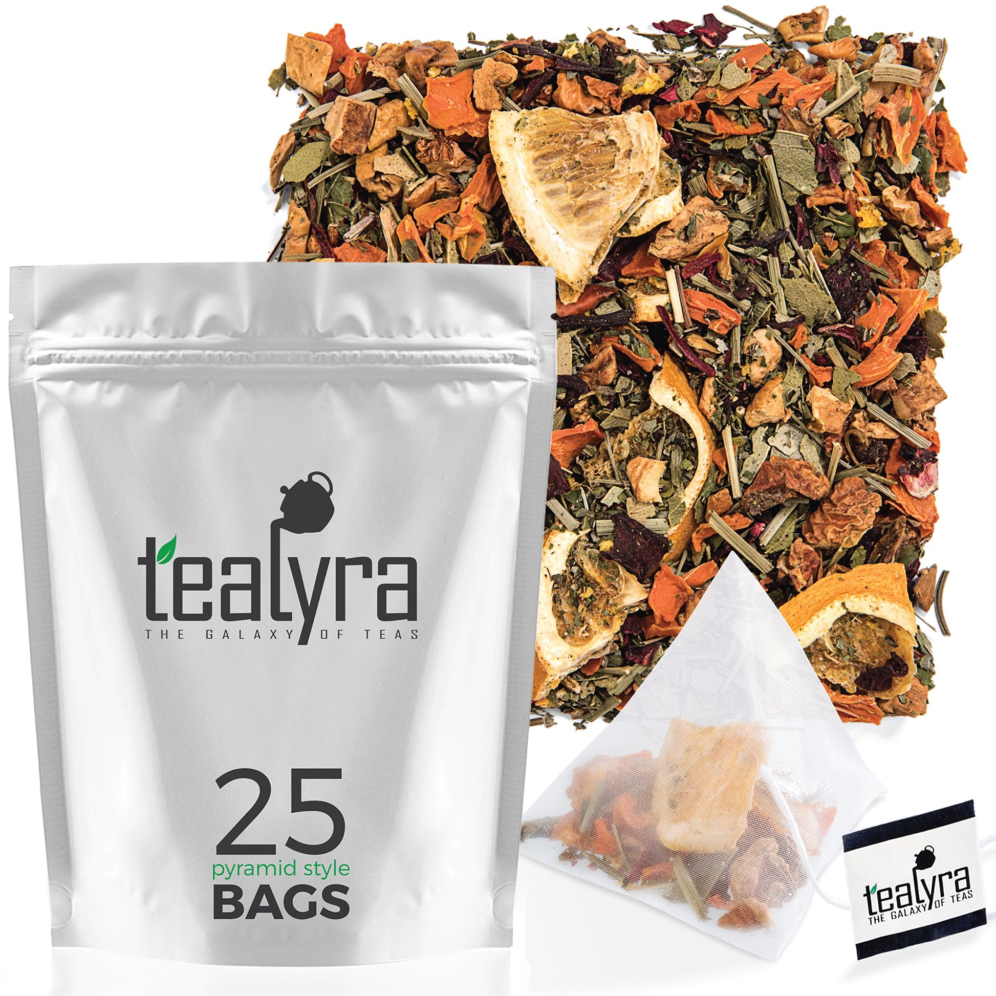 Tealyra - Orange Lemonade - 25 Bags - Hibiscus - Eucalyptus - Lemongrass - Herbal Fruity Loose Leaf Tea - Vitamins Rich - Boost Immune System - Energy Blend-Free - Pyramids Style Sachets