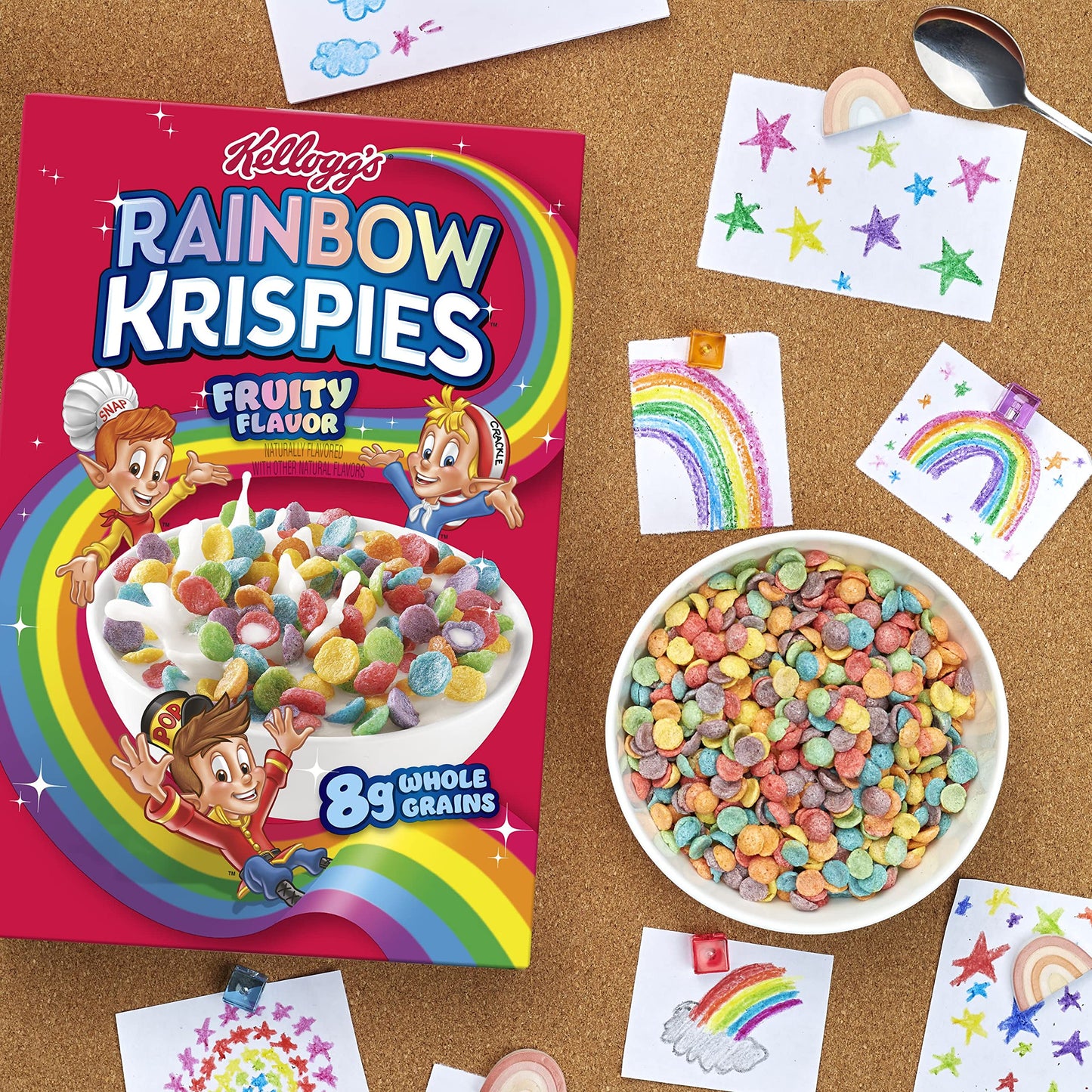 Kelloggs RICE KRISPIES Rainbow Krispies Cereal, 8g Whole Grains, 11.1oz Box