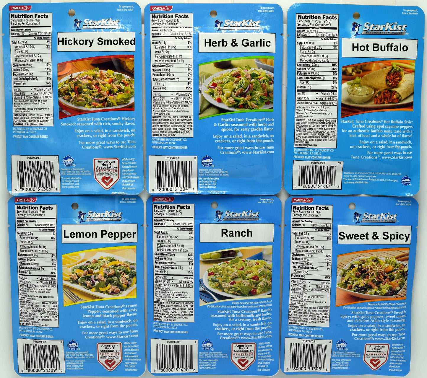 Starkist Tuna Creations Variety Pack, 2.6-Ounce Pouch, 6 Flavors, 1 Pouch Of Each Flavor, 6 Pouches Total