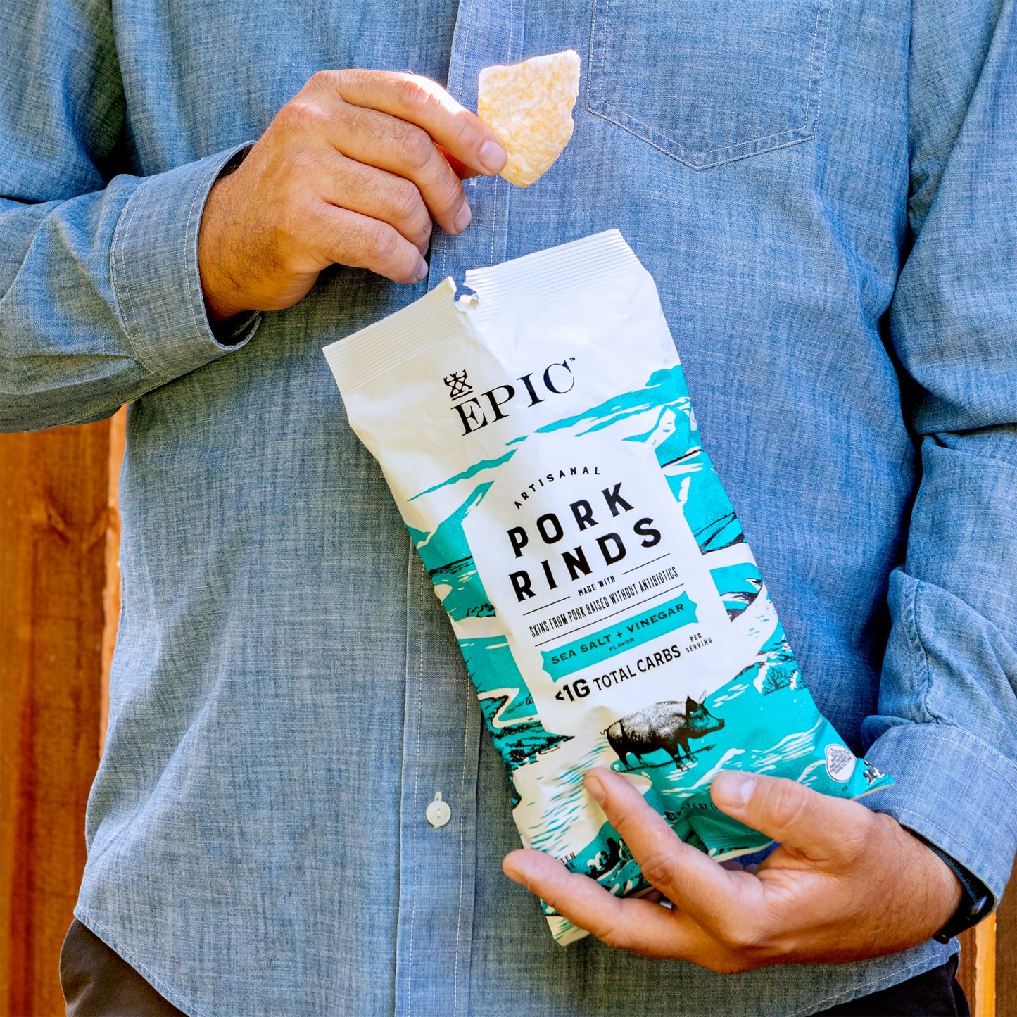 Epic Sea Salt + Vinegar Oven Baked Pork Rinds, Keto Friendly, 2.5 Oz