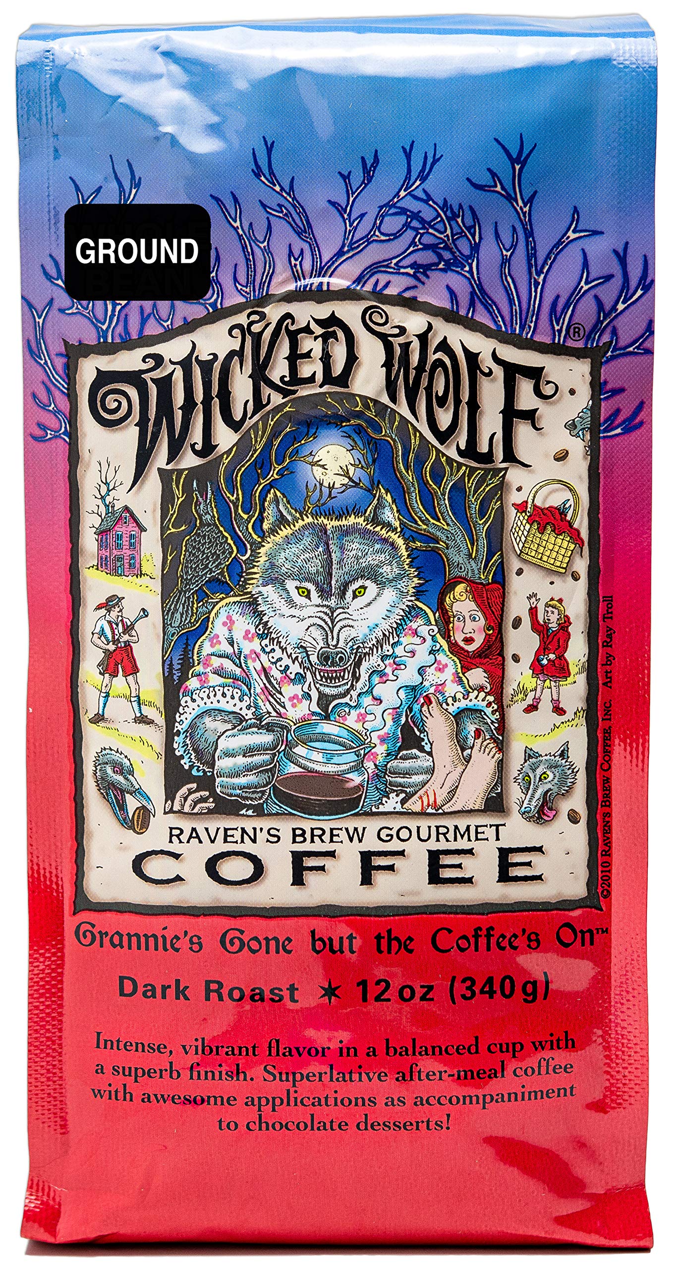 Ravens Brew Coffee Wicked Wolf Dark Roast Organic Ground, 12 oz